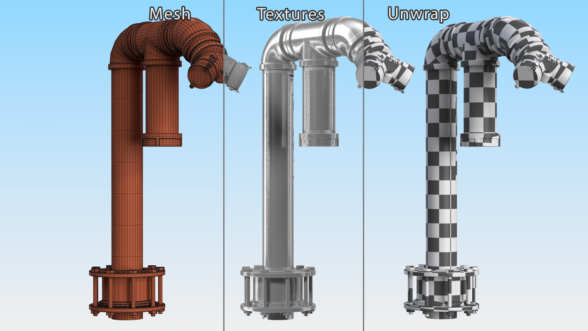 3D model Steel Double Pipe Fire Hydrant