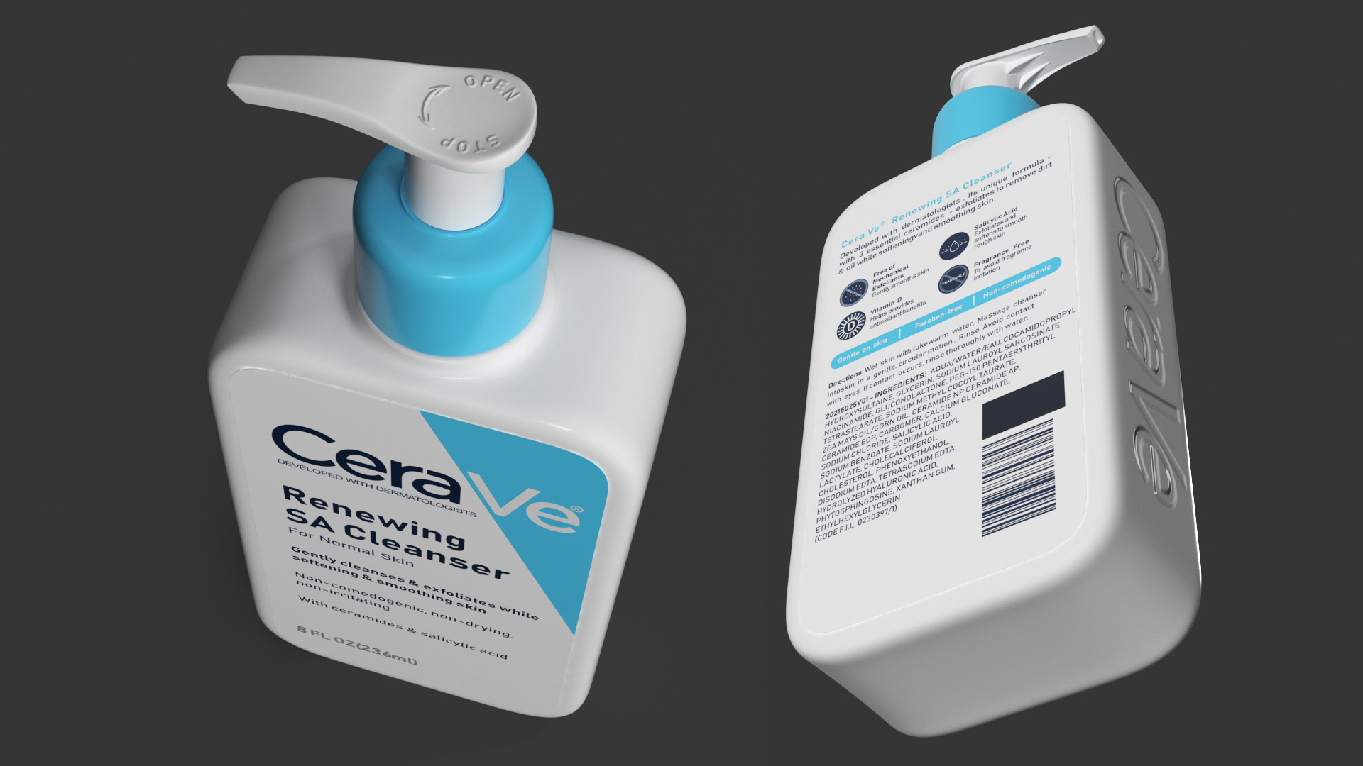 CeraVe Cleanser Dispenser Bottle 236 ml Blue 3D model