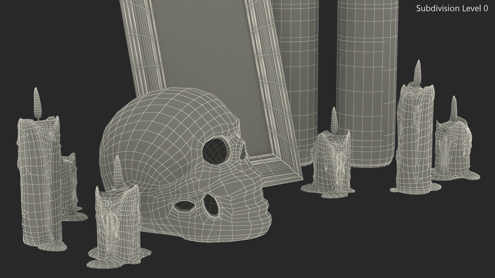 3D model Day of the Dead Tribute with Candles and Wine