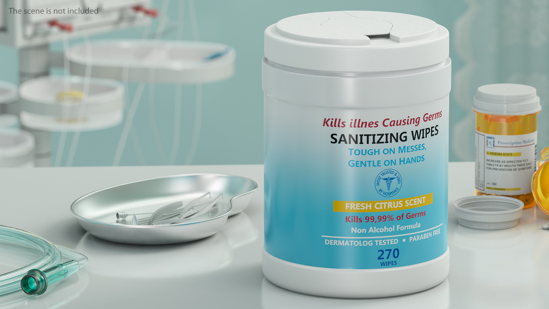 3D model Sanitizing Wipes 270 Count Canister