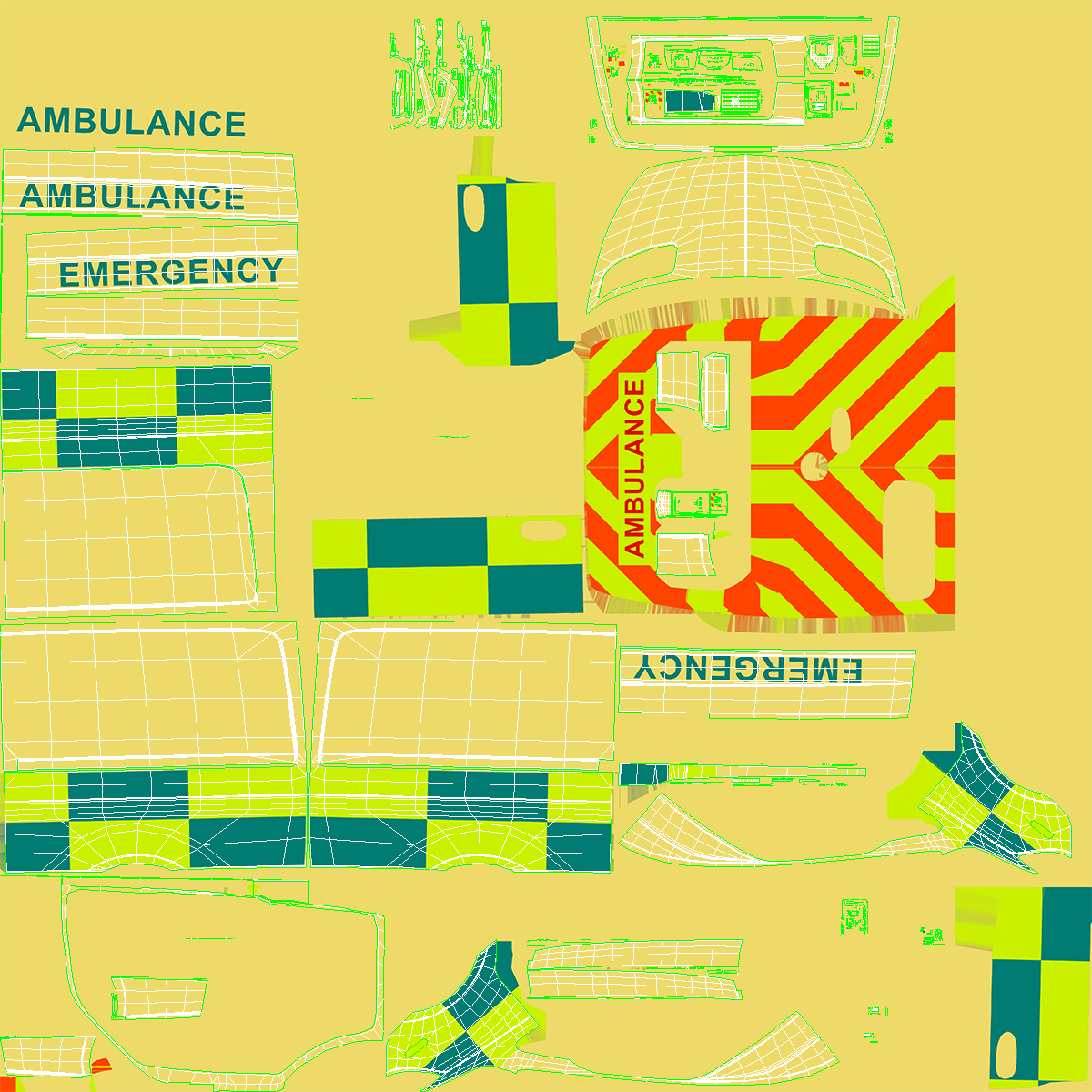 3D Emergency Ambulance Rigged