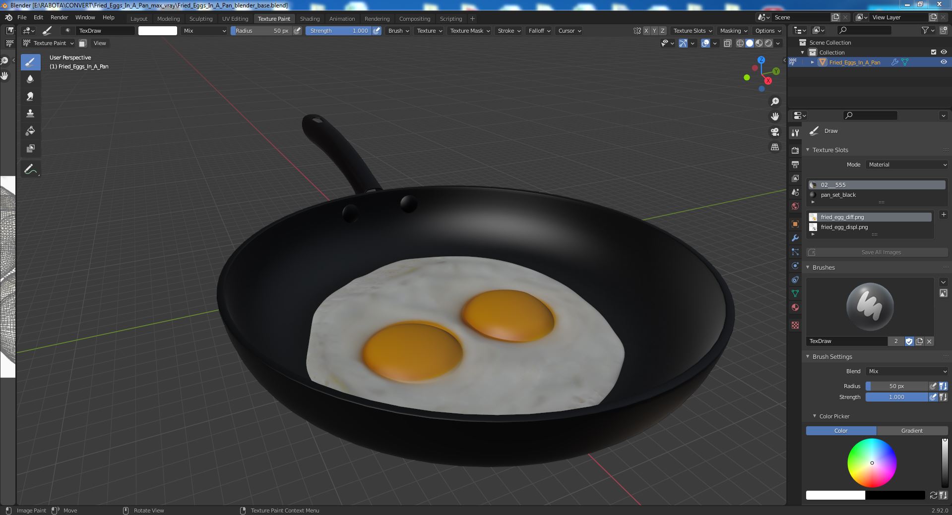 Fried Eggs in a Pan 3D model