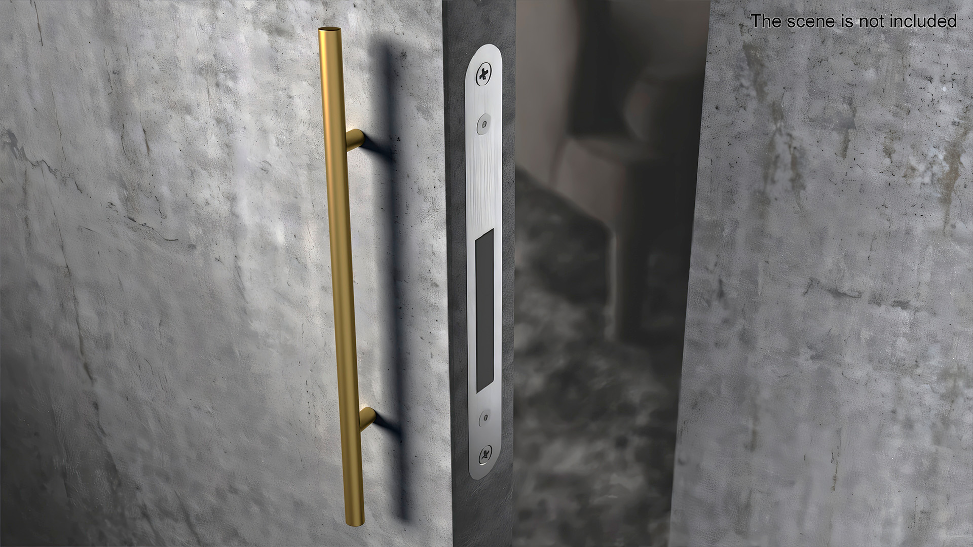 3D Door Handle Straight Round Gold