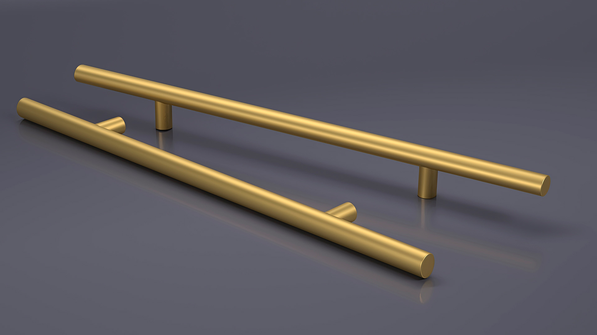 3D Door Handle Straight Round Gold