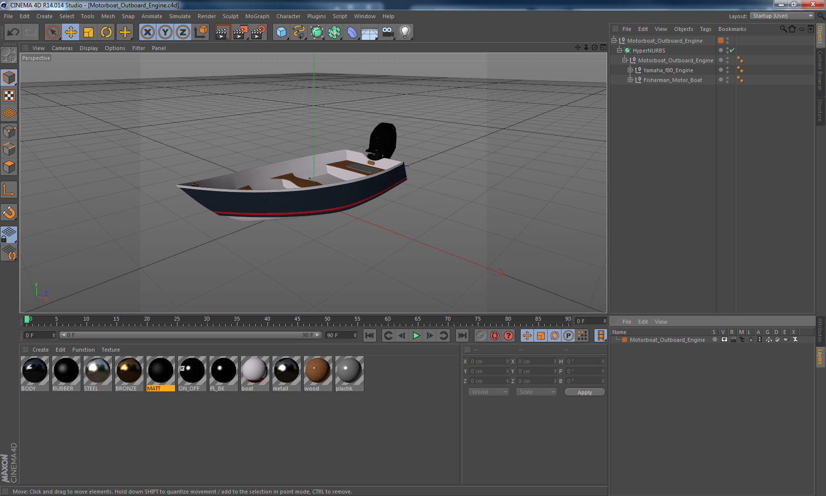 3D model Motorboat with Outboard Engine