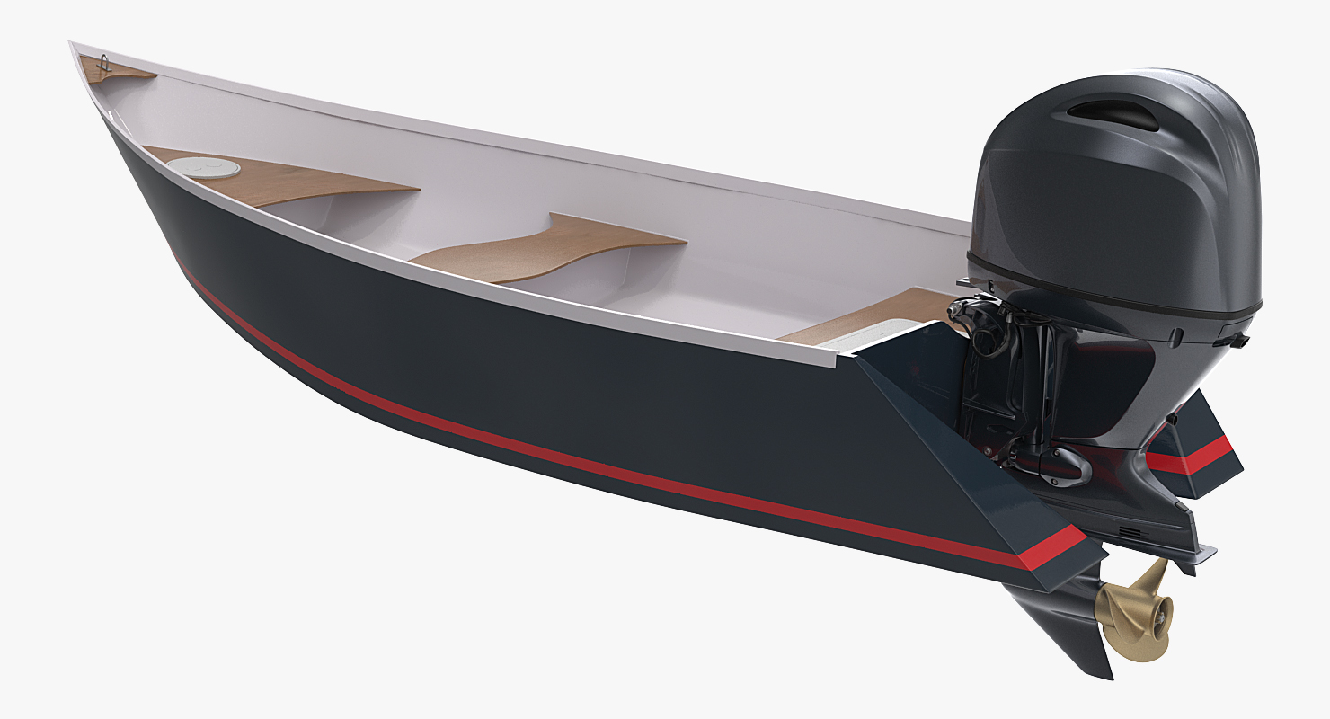 3D model Motorboat with Outboard Engine