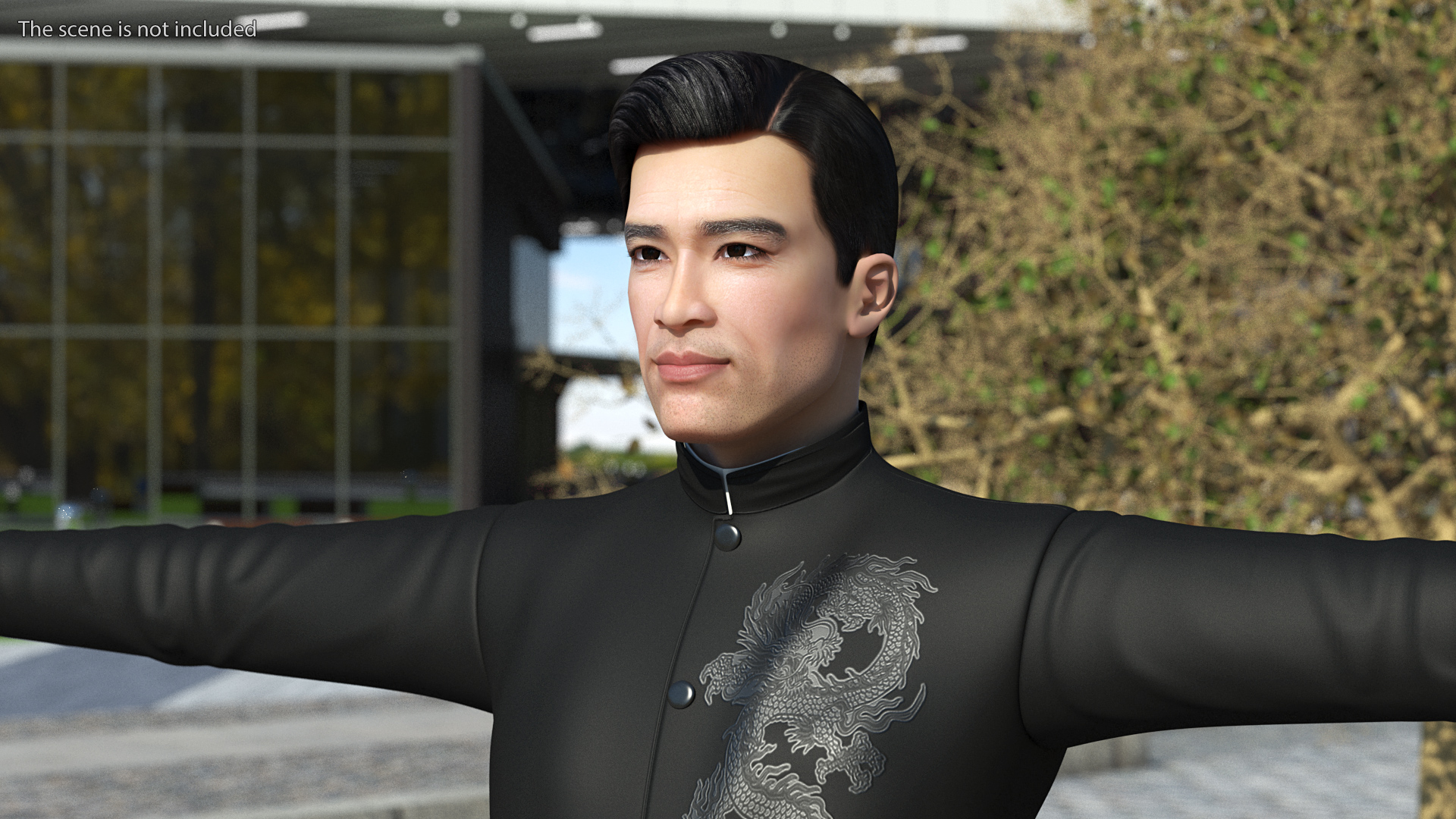 Asian Man Tunic Suit Rigged 3D