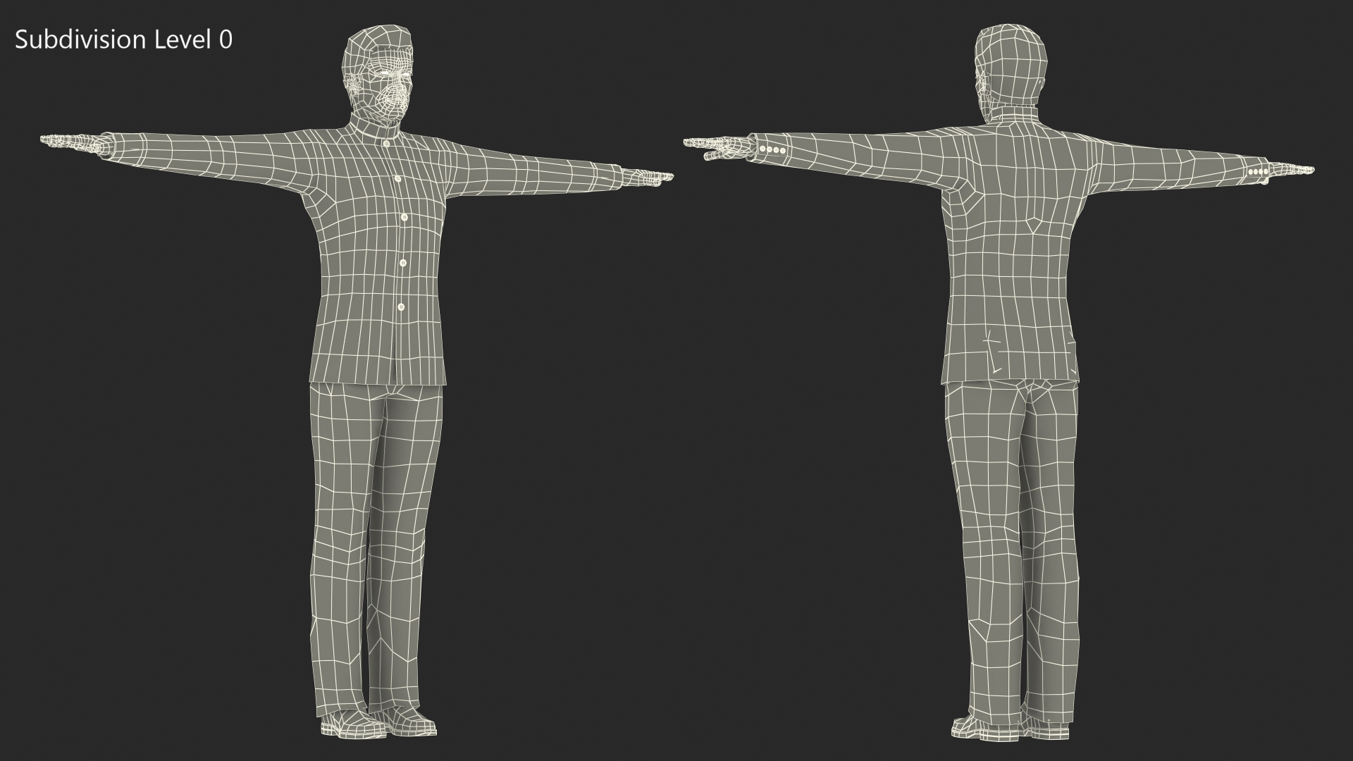 Asian Man Tunic Suit Rigged 3D