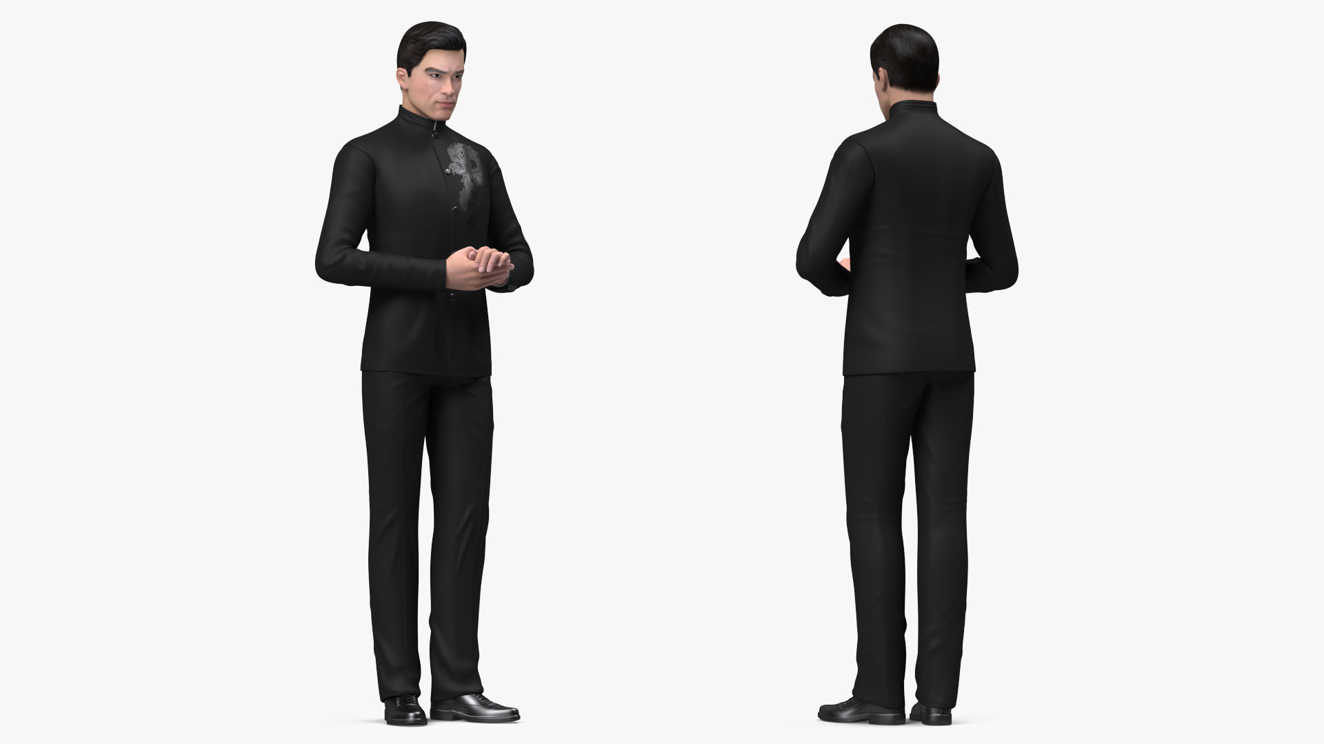 Asian Man Tunic Suit Rigged 3D