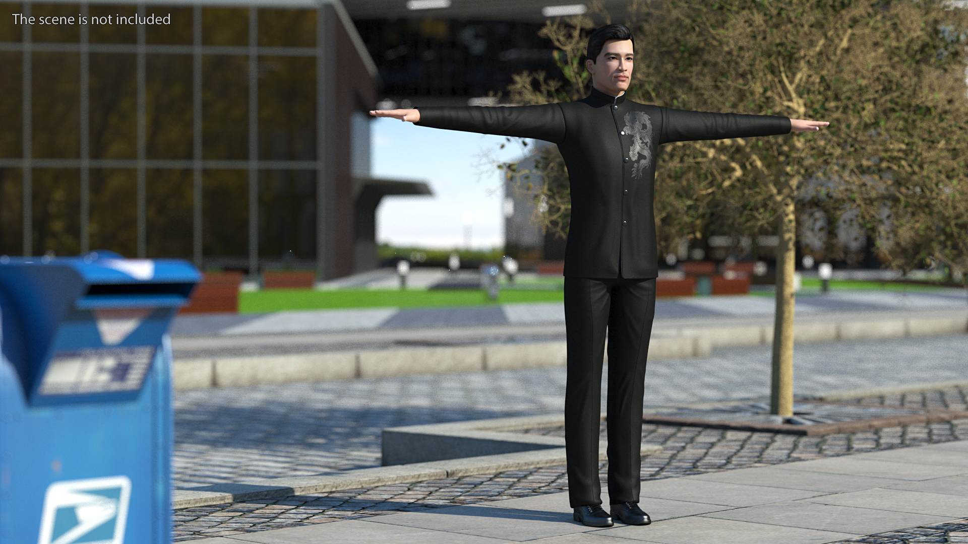 Asian Man Tunic Suit Rigged 3D