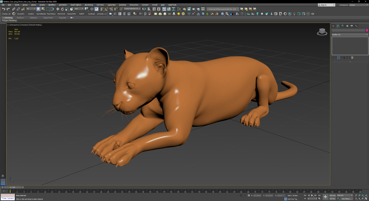 3D model Panther Cub Lying Down for 3D Print