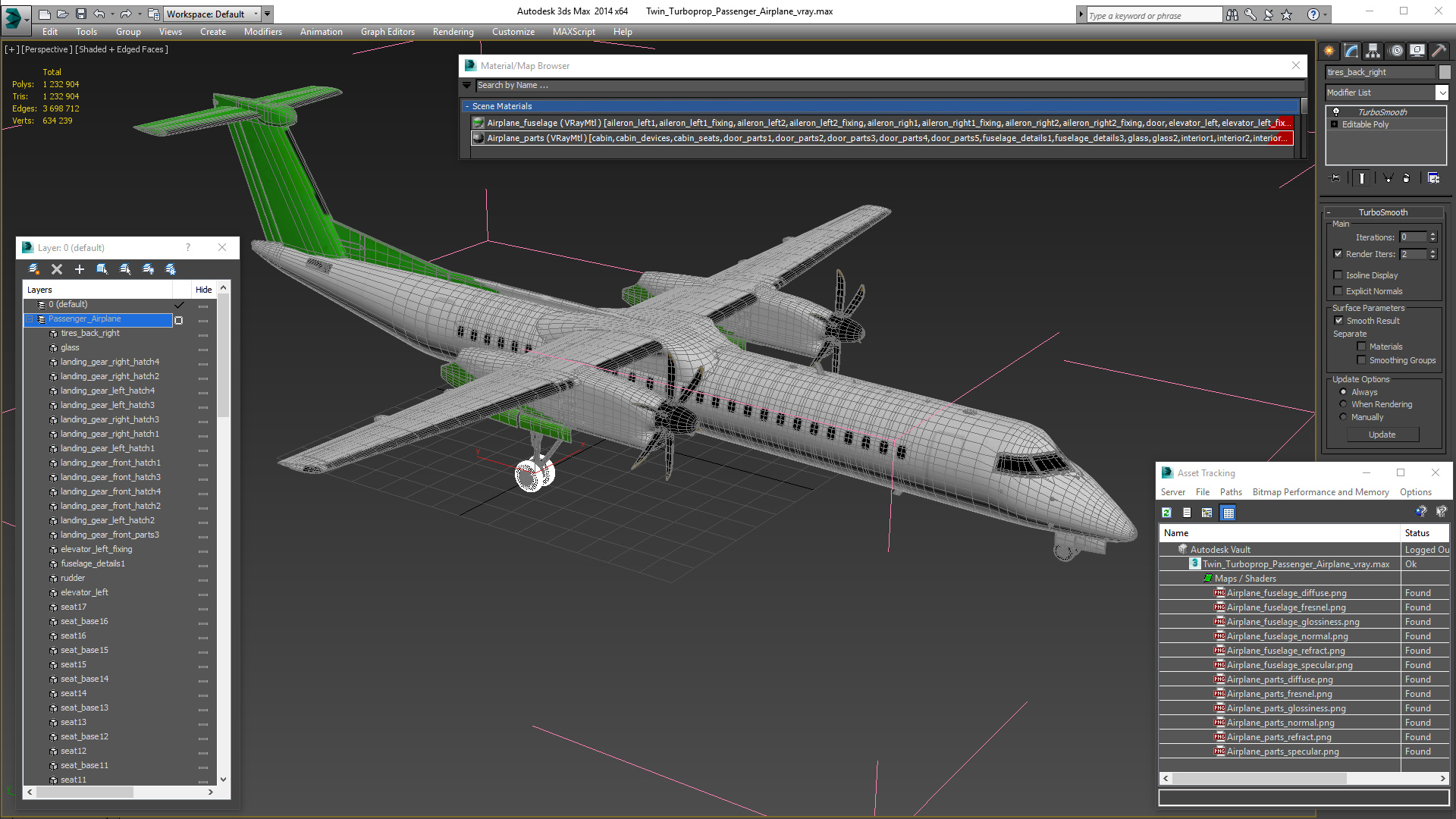 3D Twin Turboprop Passenger Airplane model