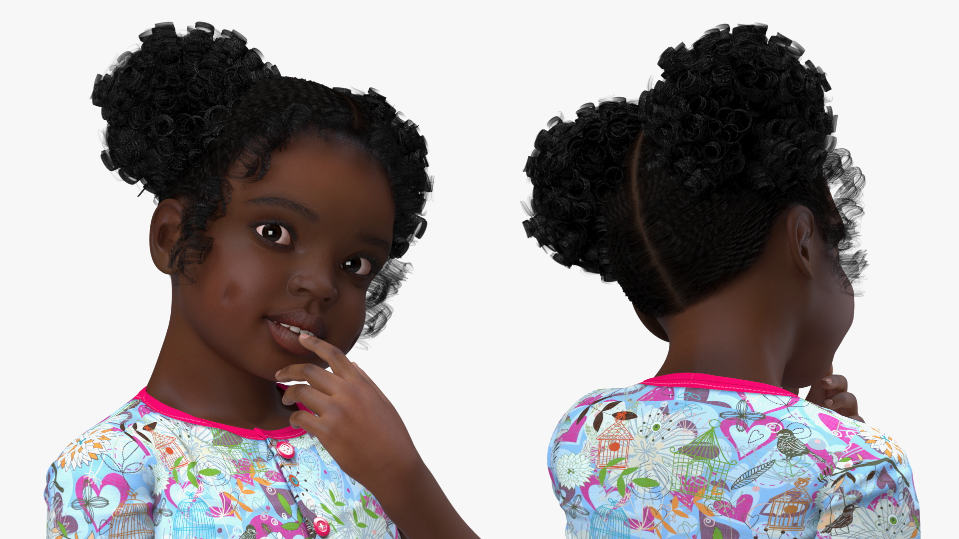 3D Black Child Girl