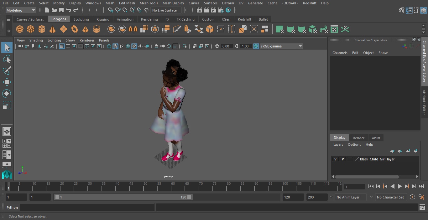 3D Black Child Girl