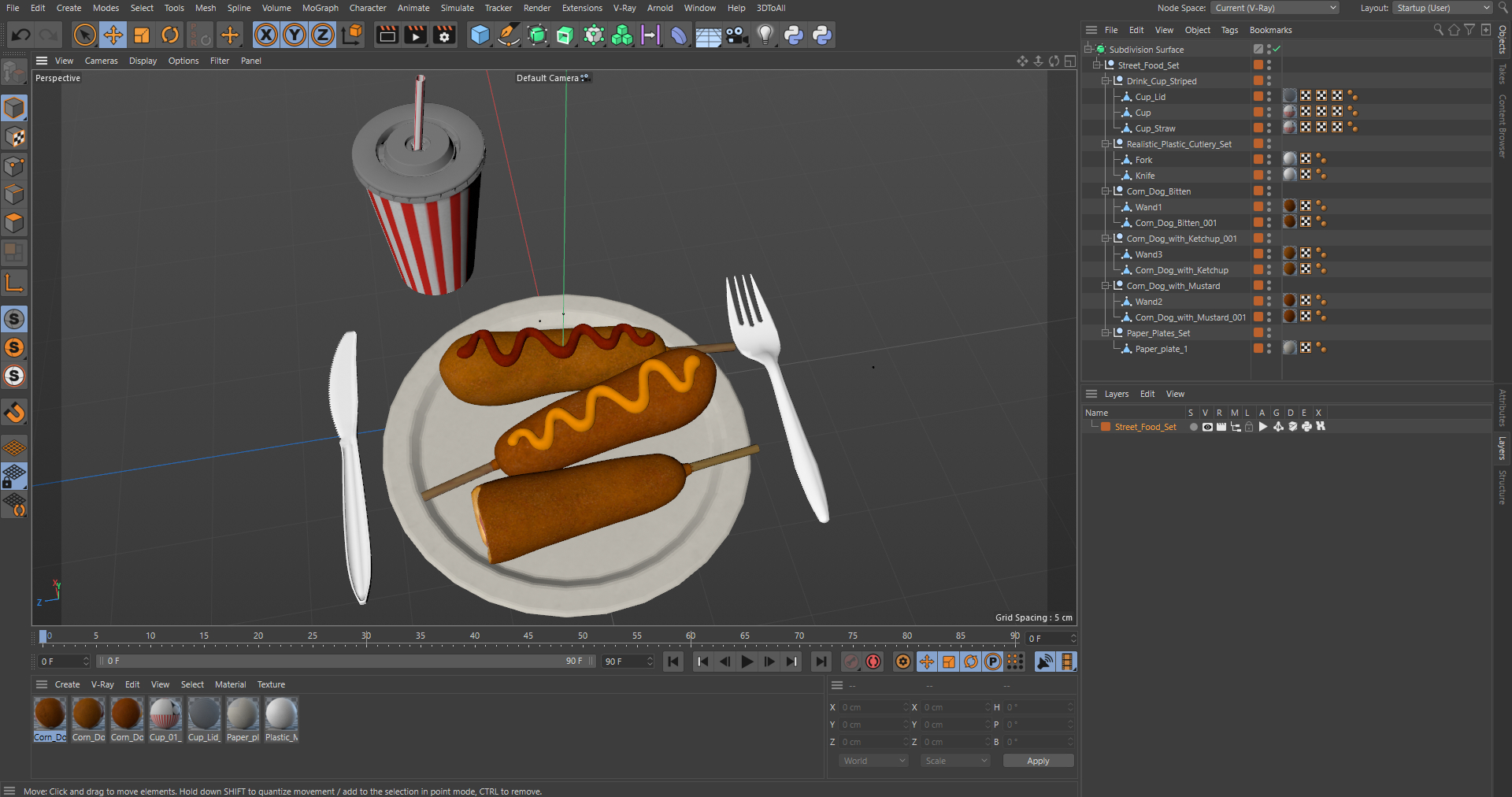 3D model Street Food Set