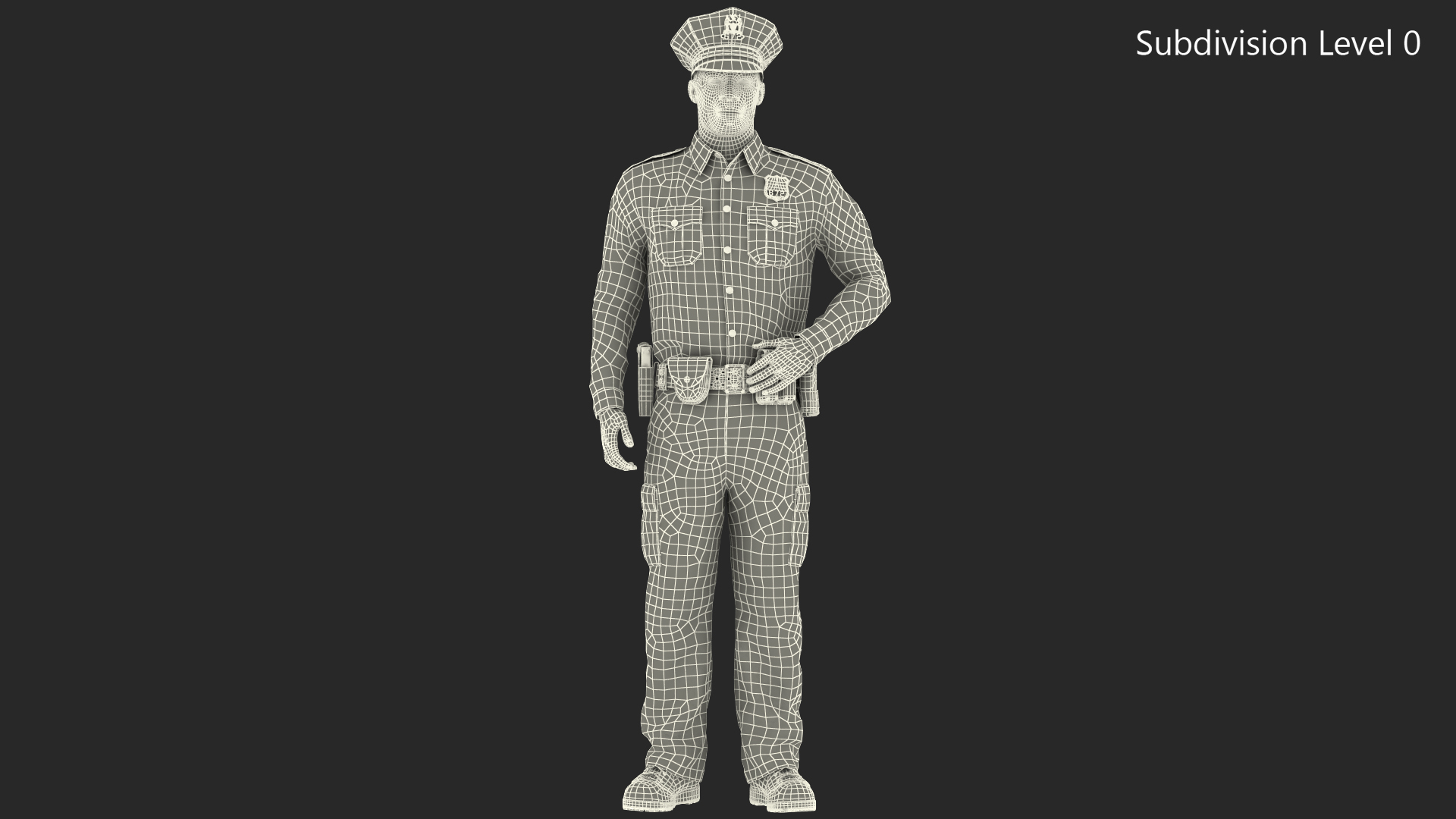 African American NYPD Police Officer Standing Pose Fur 3D model