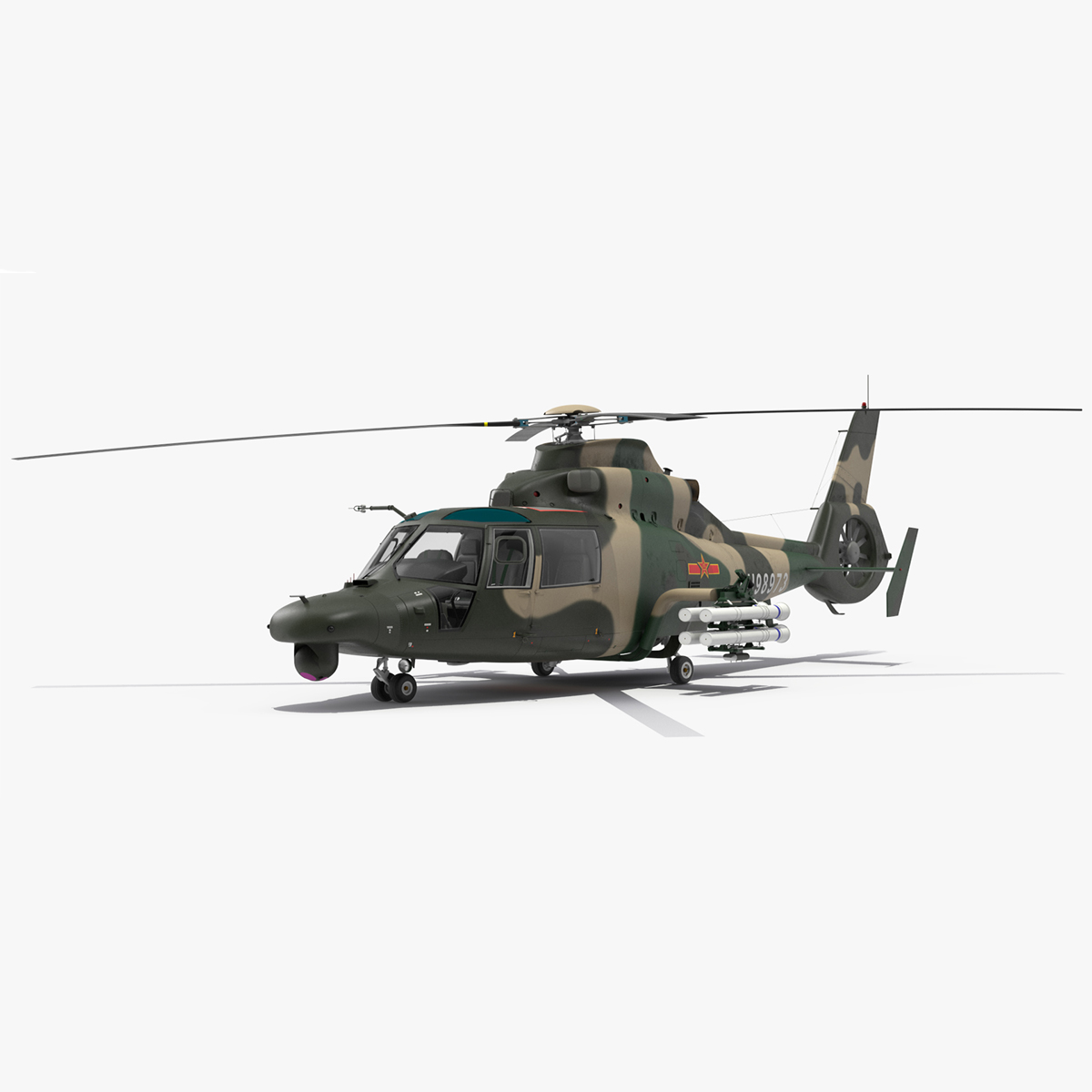 3D model Military Harbin Z-9WZ with Missile Rigged for Cinema 4D