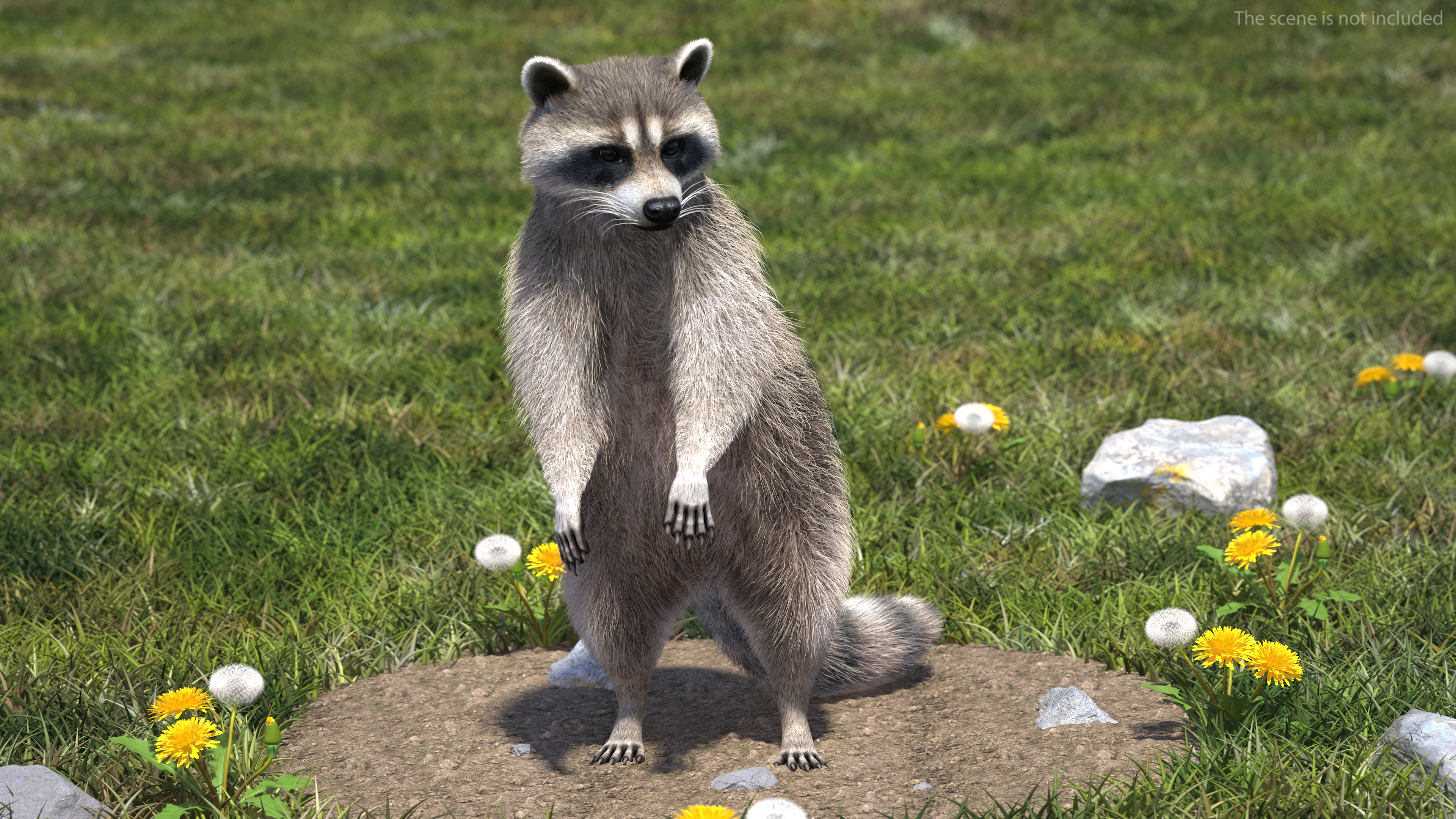 3D model Raccoon Standing Pose Fur