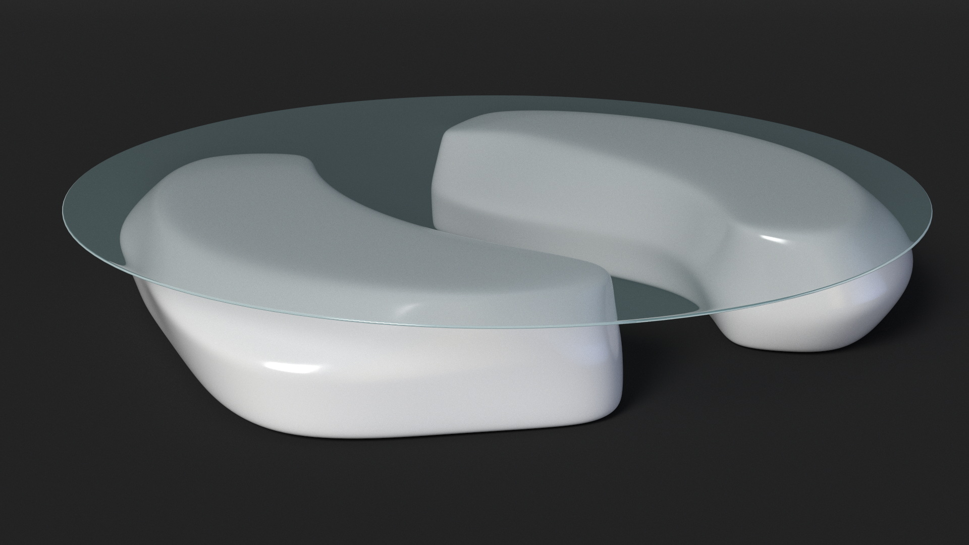 Wave Benches with Glass Table 3D model