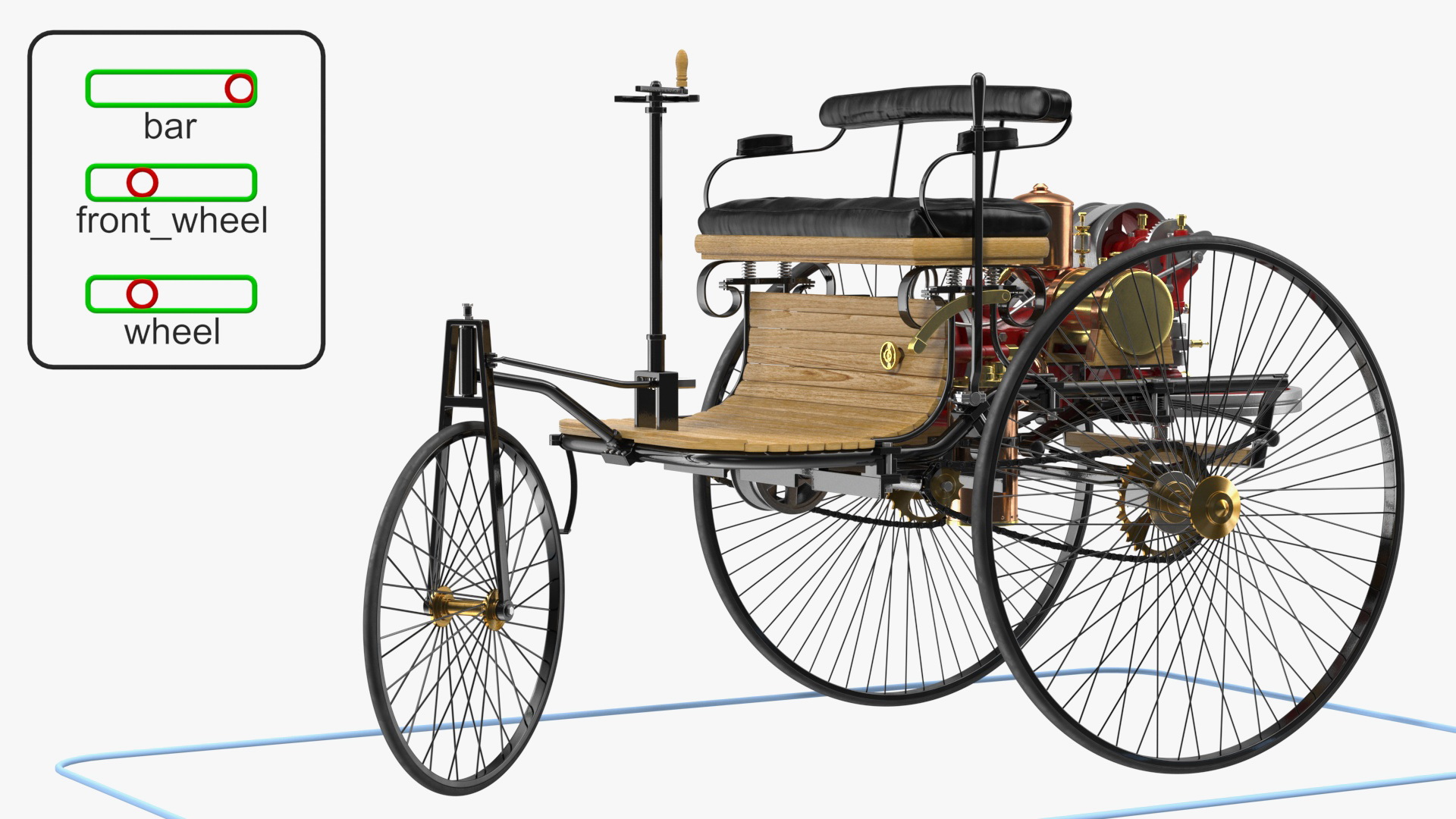 Benz Patent Motorwagen Rigged 3D model