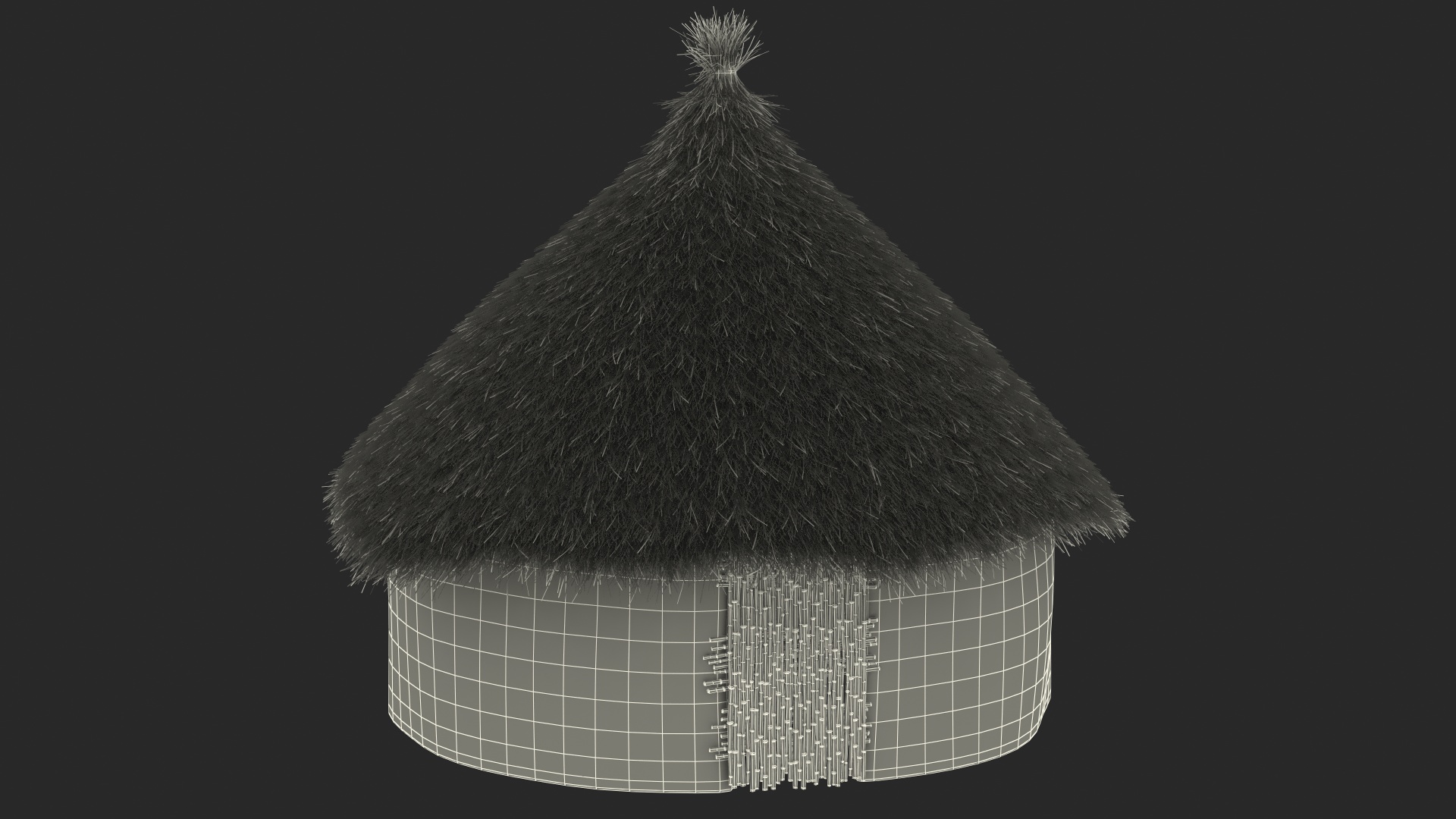 3D Traditional African Hut with Painting Fur