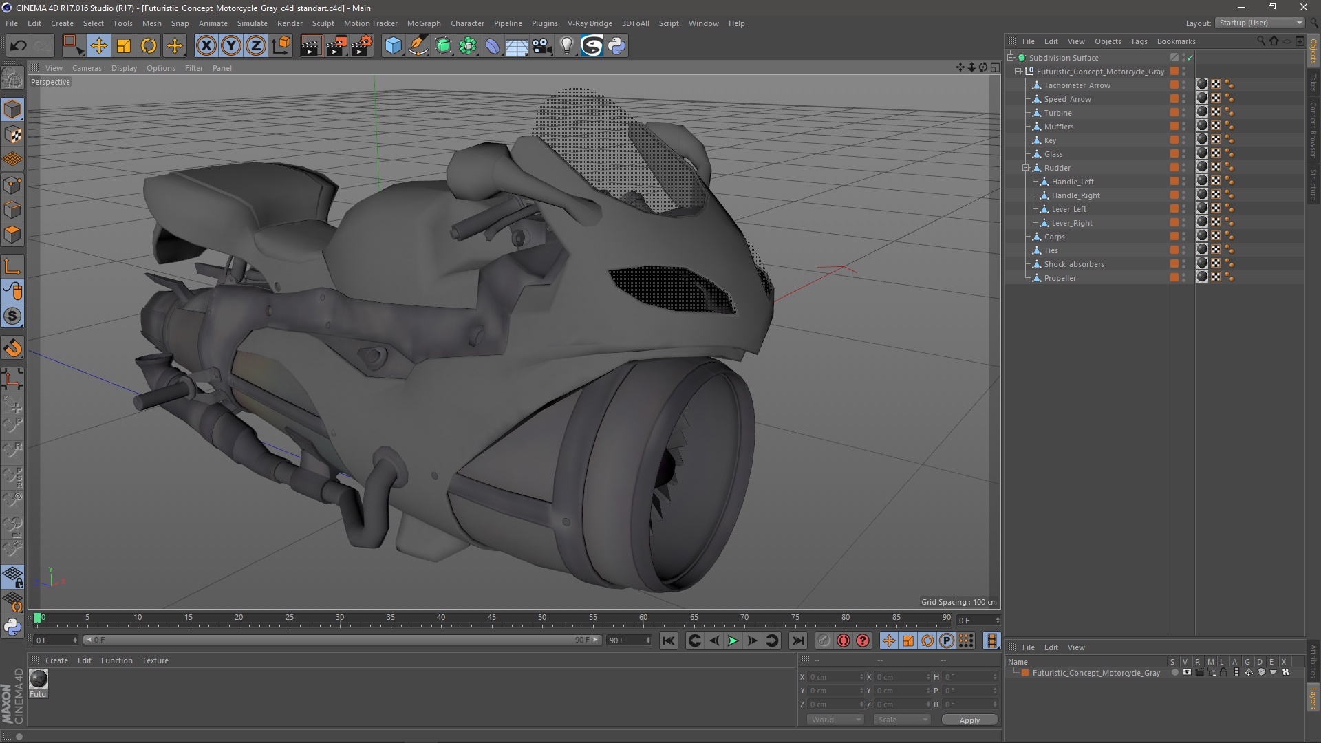 Futuristic Concept Motorcycle Gray 3D model