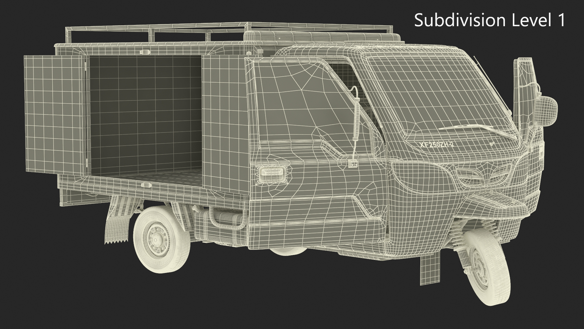 3D Delivery Trike with Close Body Red Rigged