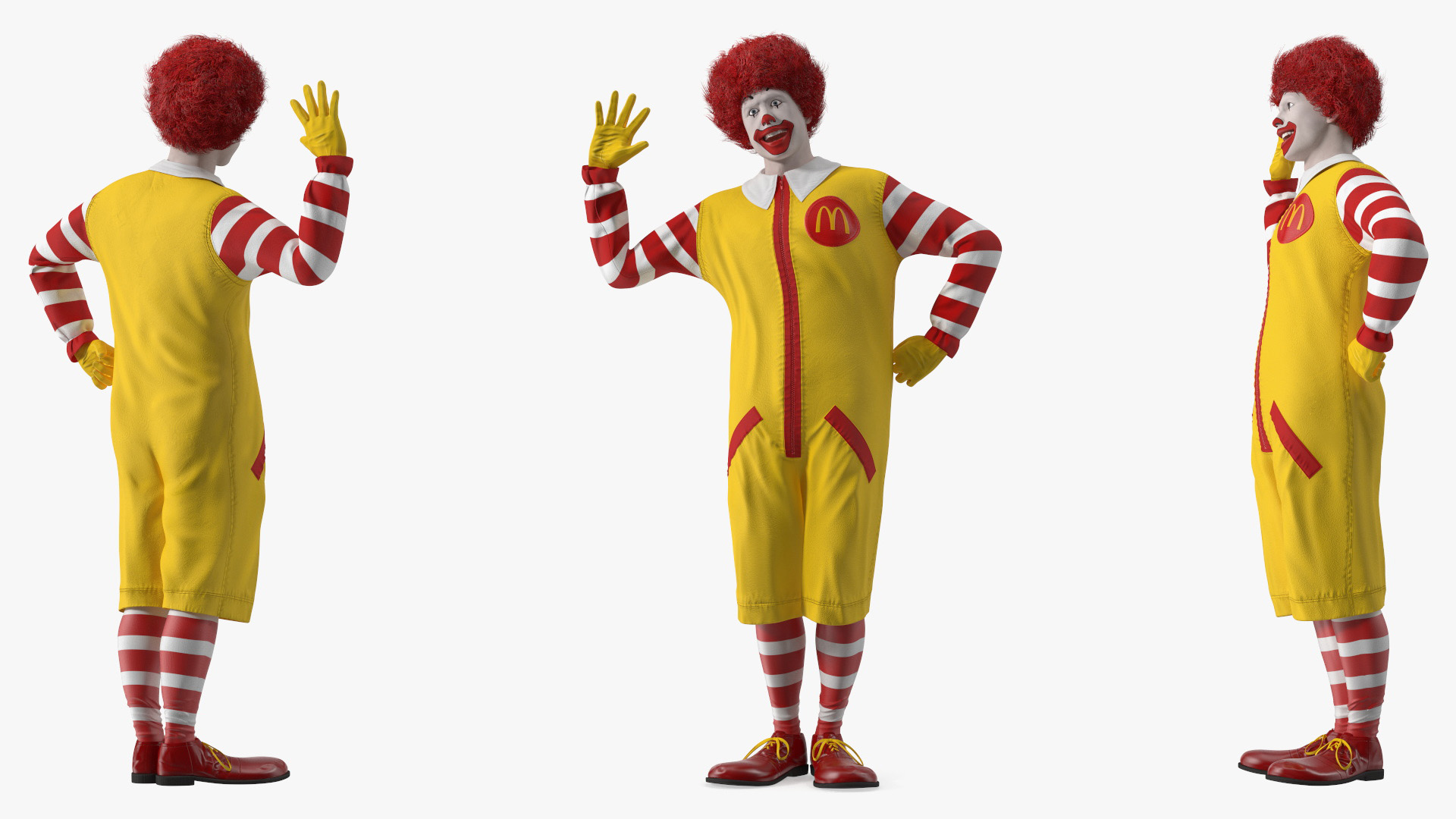 3D Ronald McDonald Waving Pose Fur