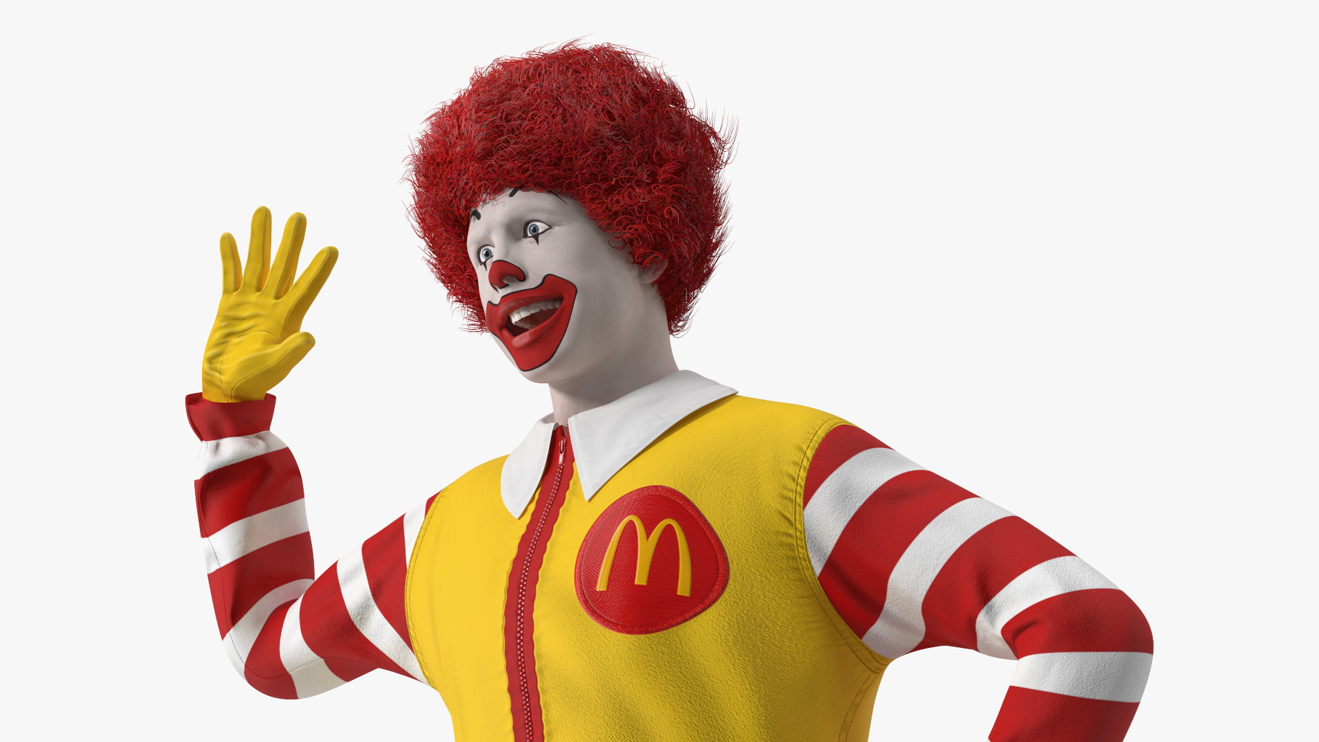 3D Ronald McDonald Waving Pose Fur