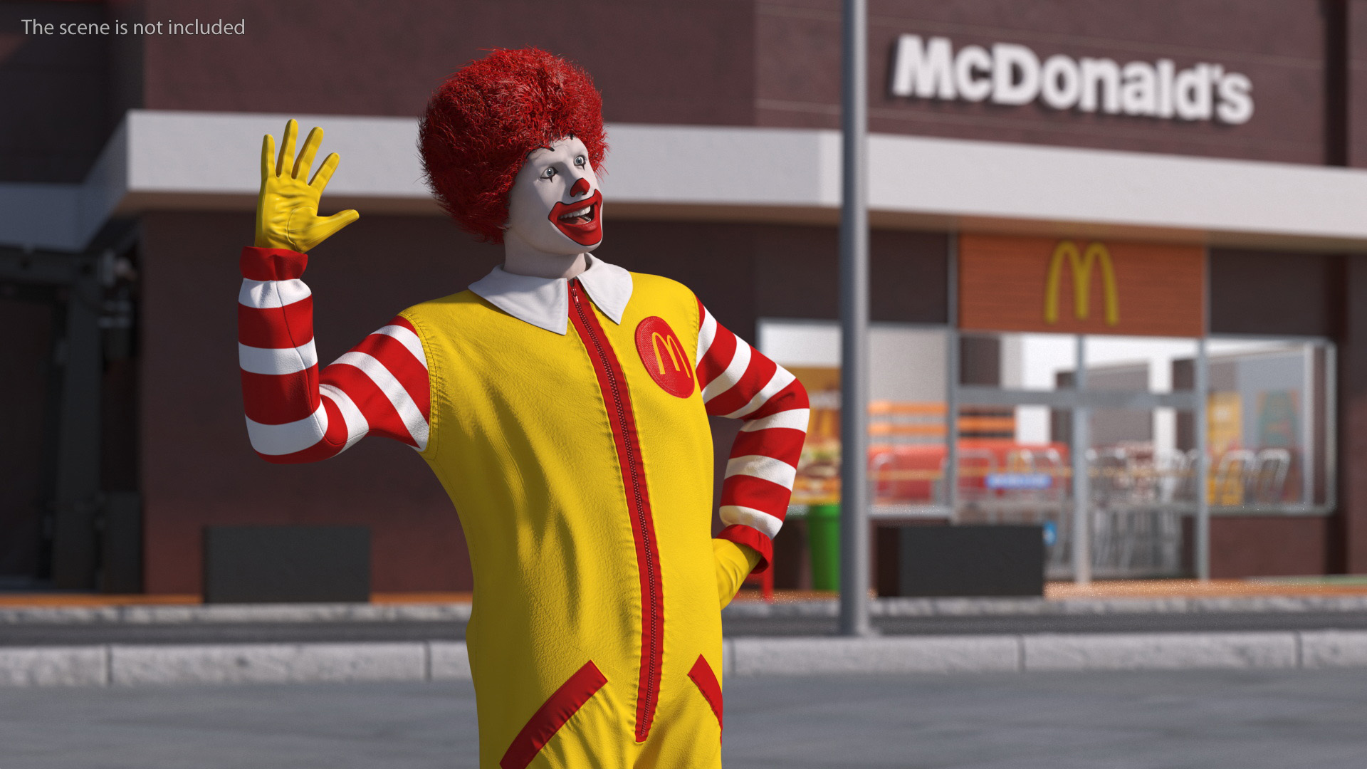 3D Ronald McDonald Waving Pose Fur