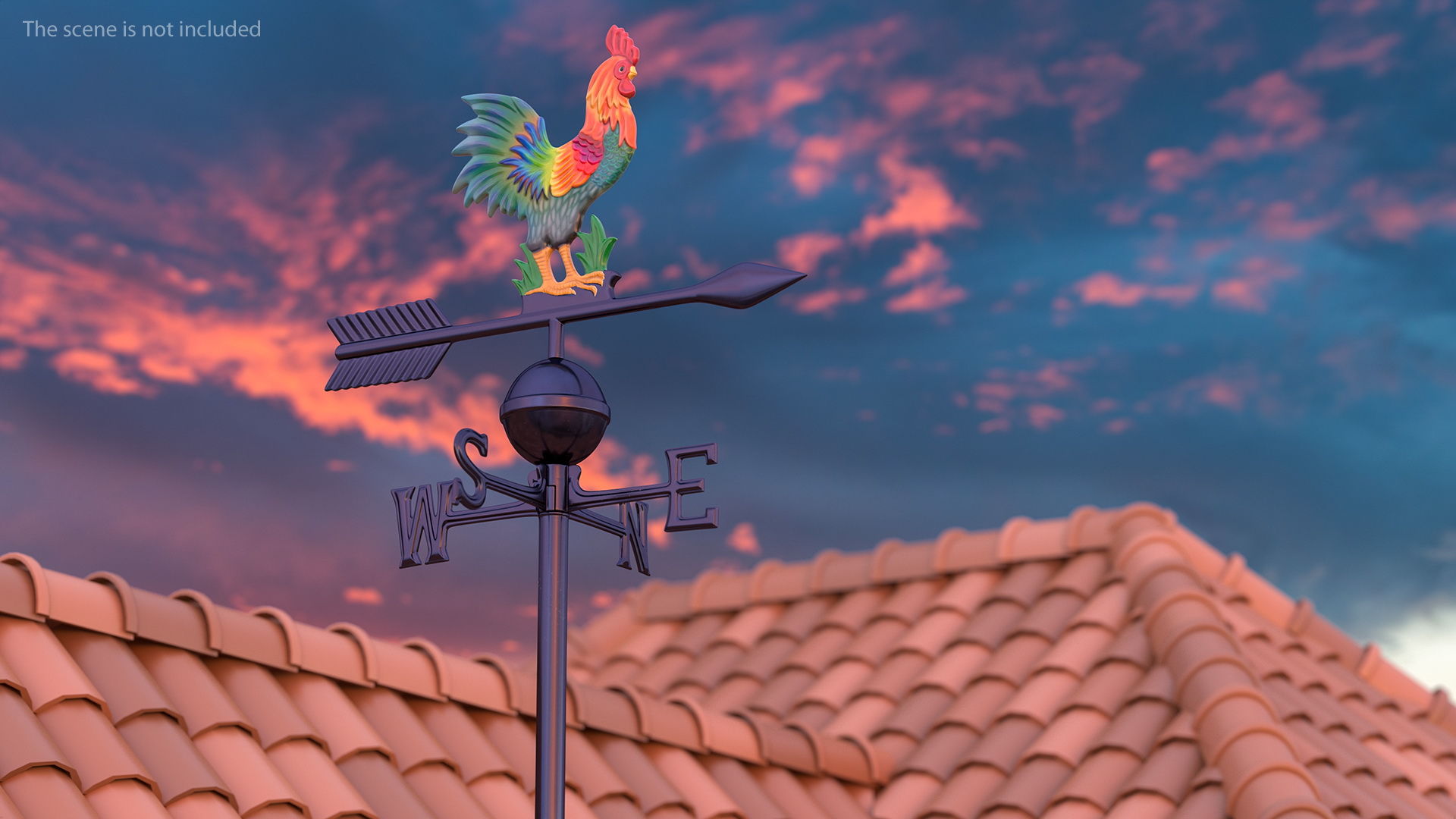 Painted Rooster Weathervane 3D