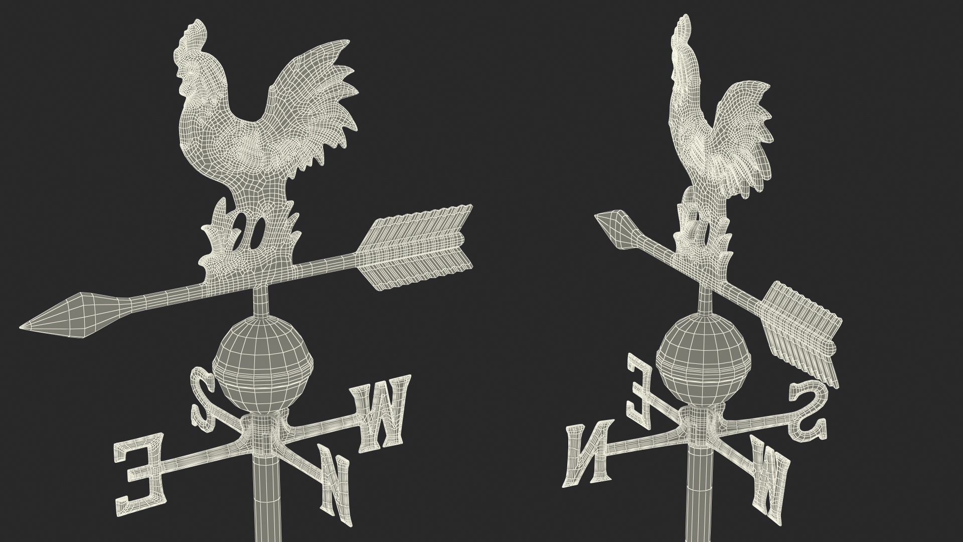 Painted Rooster Weathervane 3D