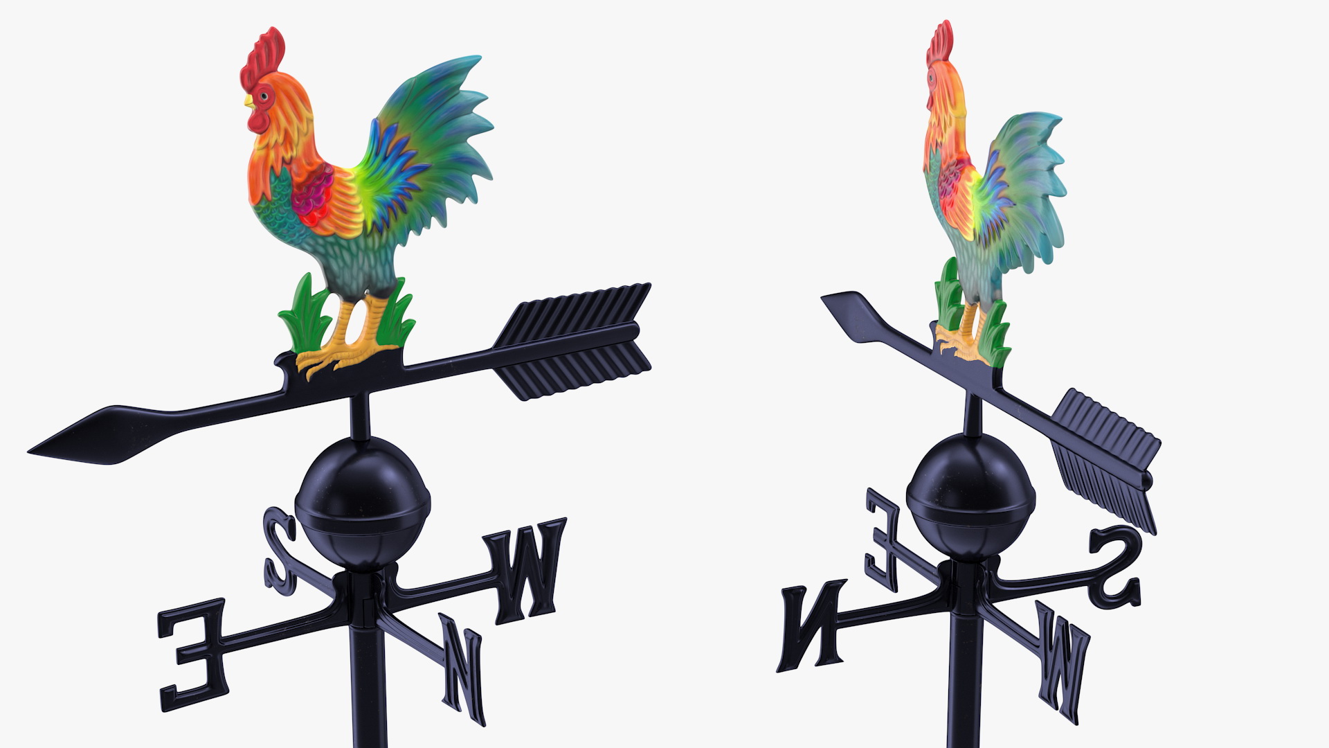 Painted Rooster Weathervane 3D