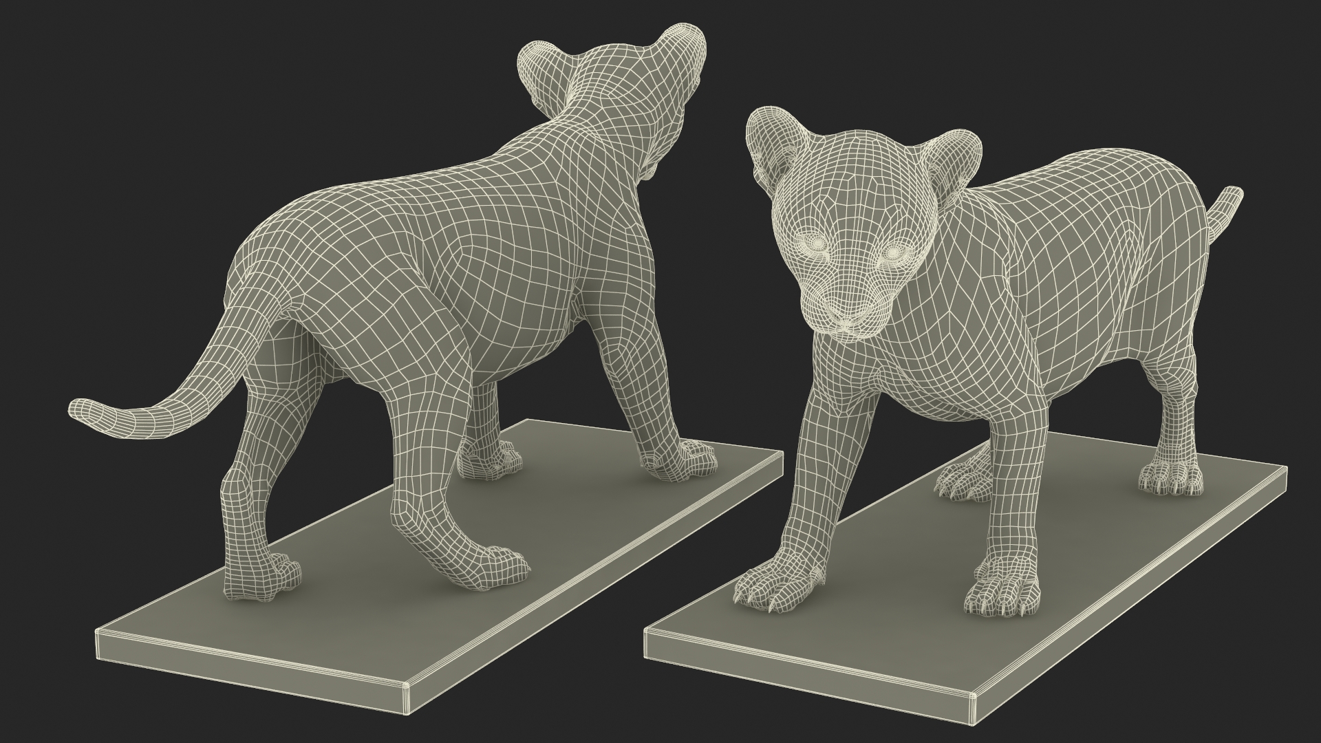 3D model Bronze Lion Cub Sculpture