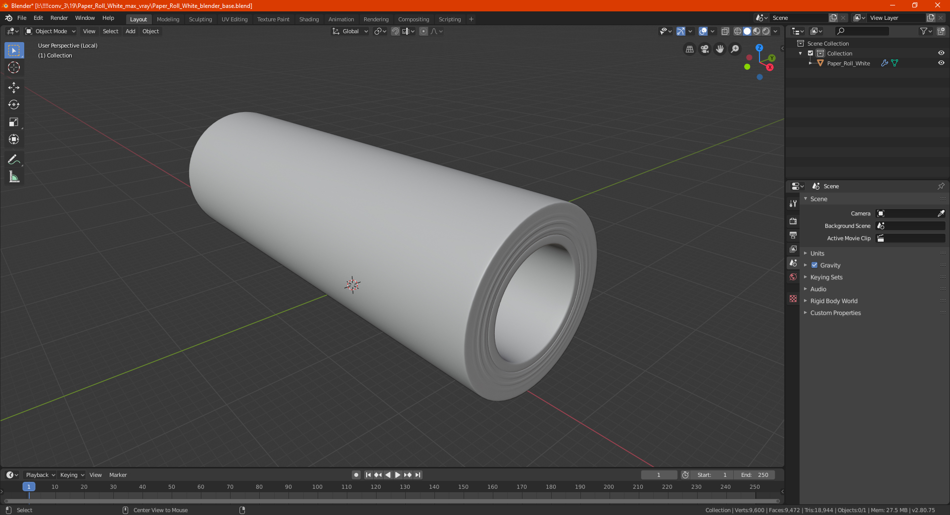 3D Paper Roll White