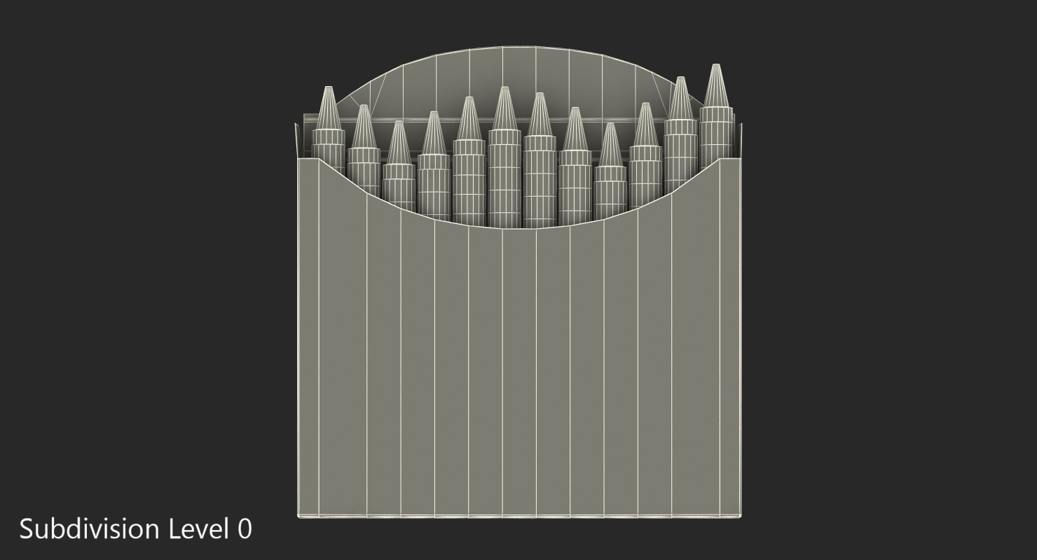 Opened Crayons Box 12 Count 3D