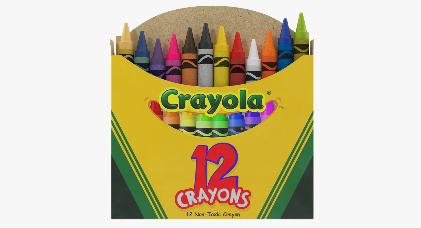 Opened Crayons Box 12 Count 3D