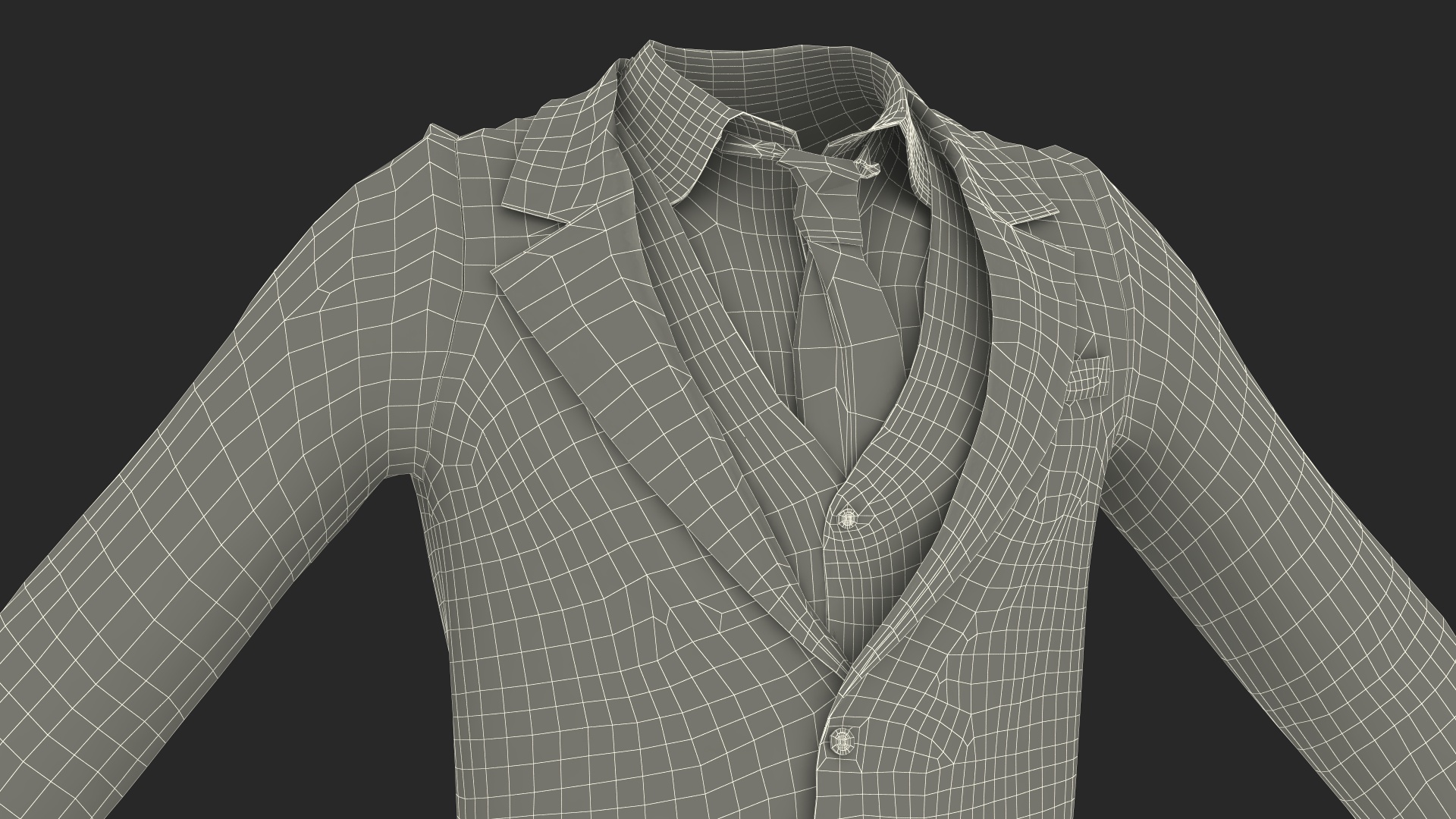 3D Pinstripe Suit with Tie model