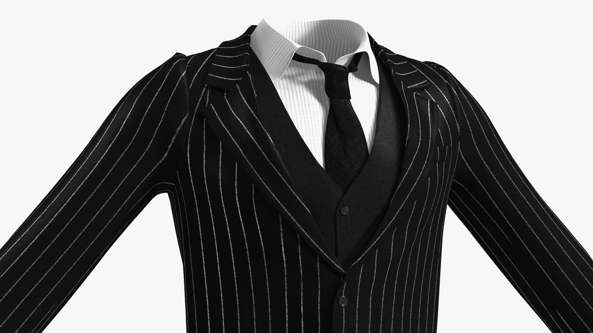 3D Pinstripe Suit with Tie model