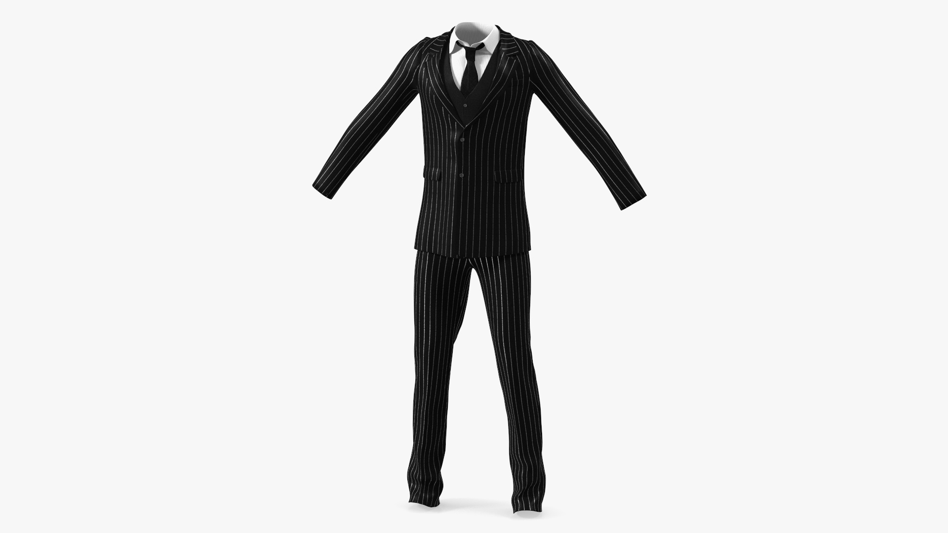 3D Pinstripe Suit with Tie model