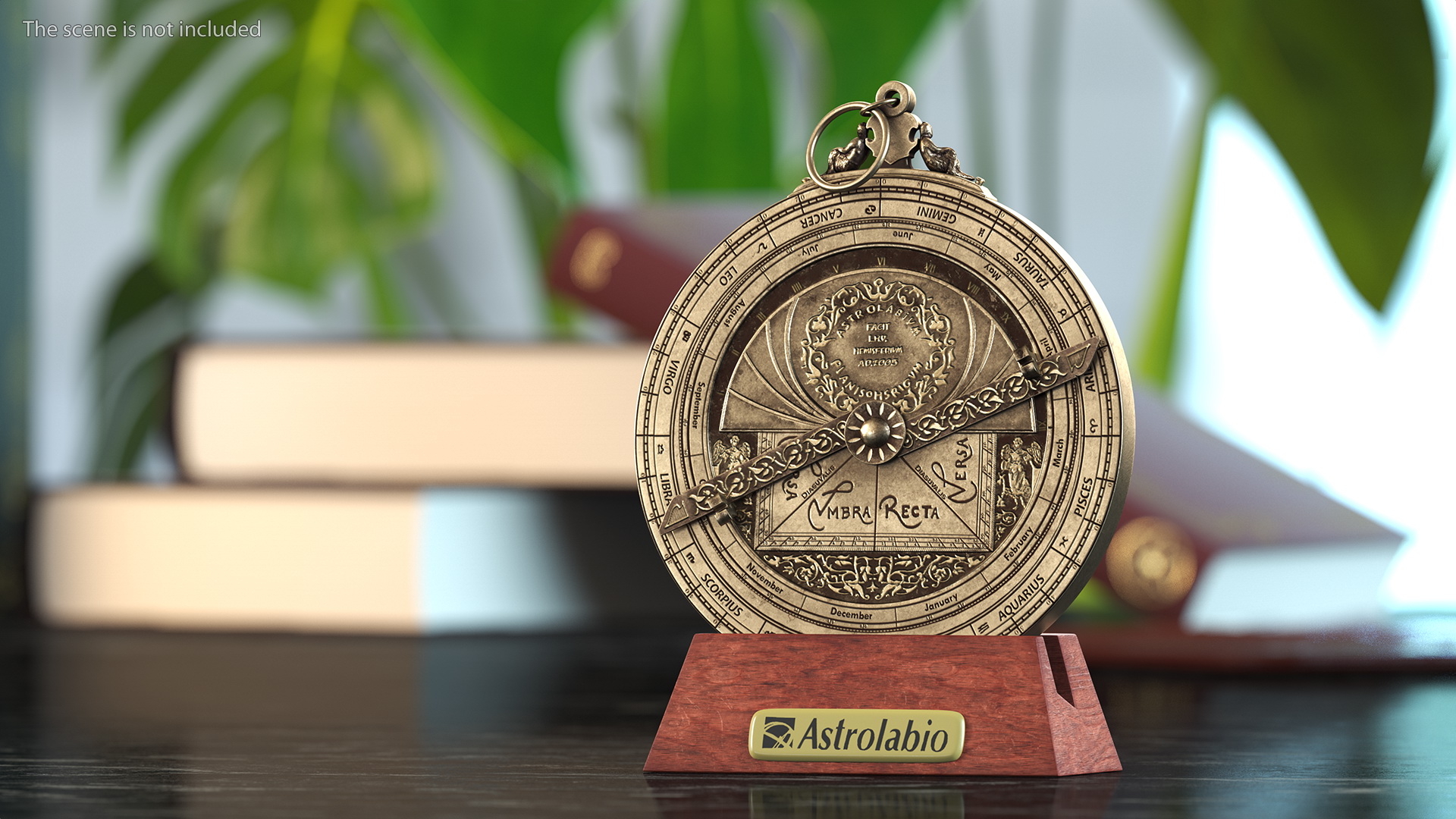 Astrolabe with Wooden Stand 3D