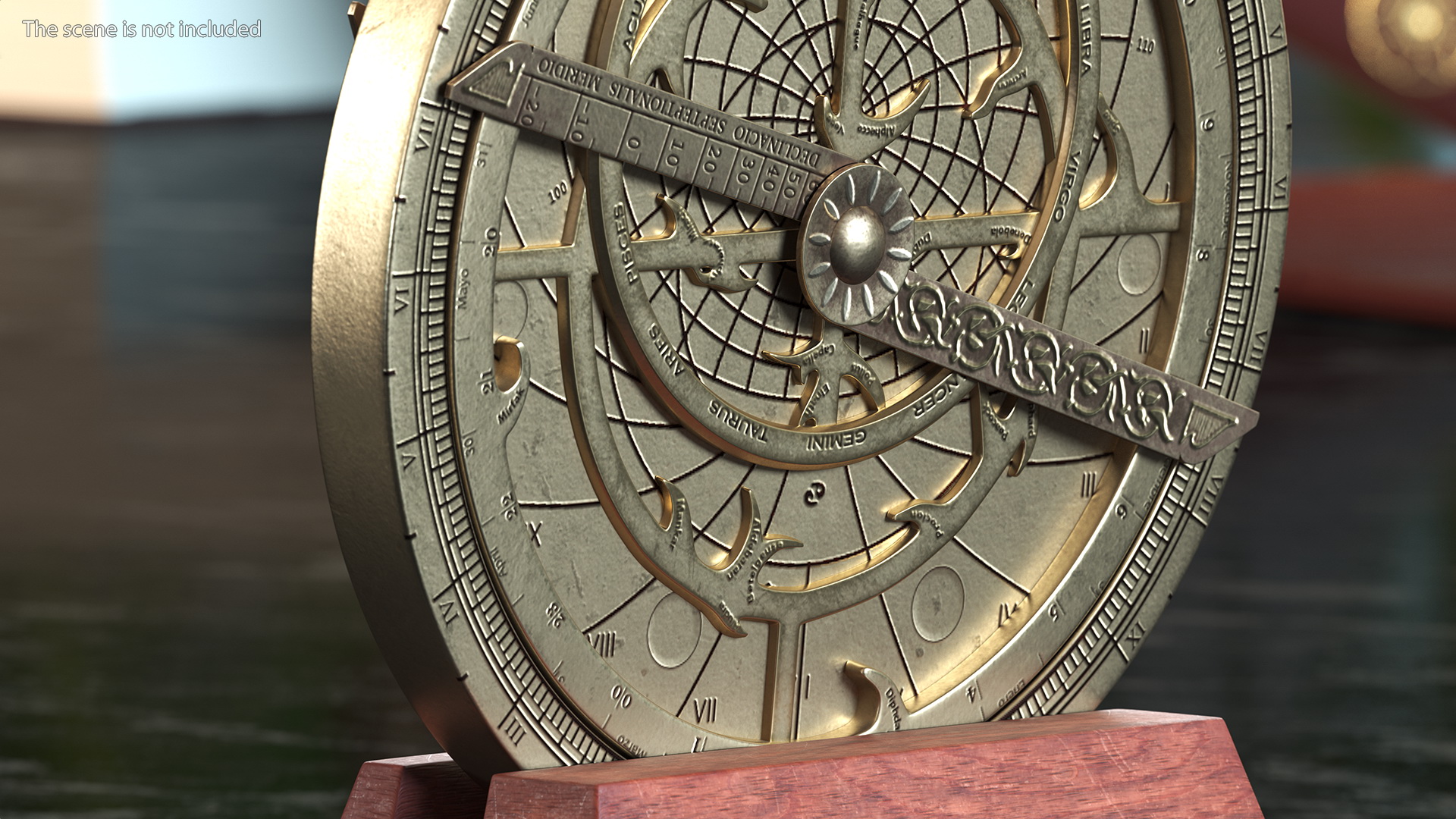 Astrolabe with Wooden Stand 3D