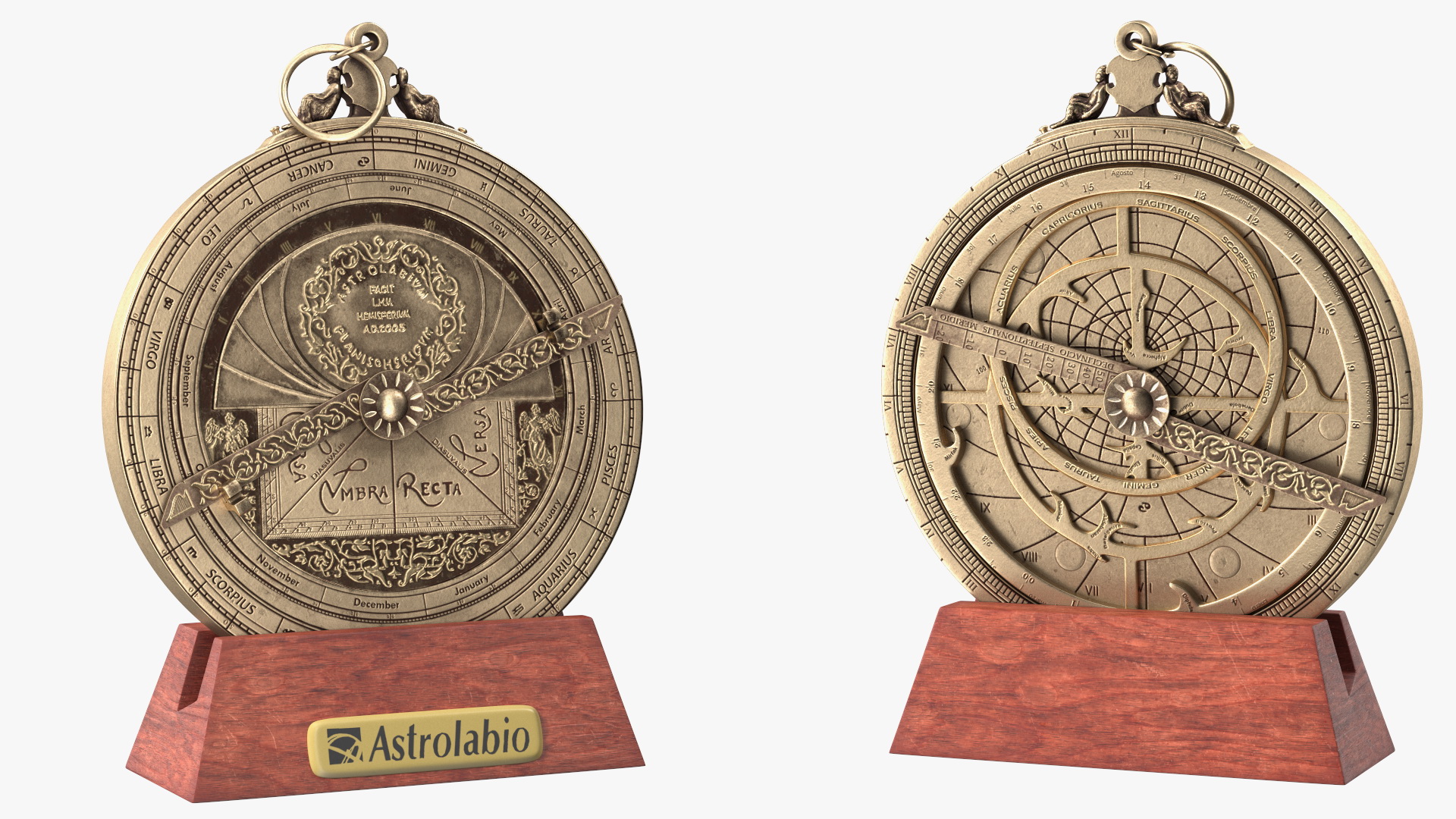 Astrolabe with Wooden Stand 3D