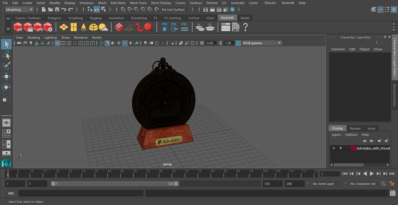 Astrolabe with Wooden Stand 3D