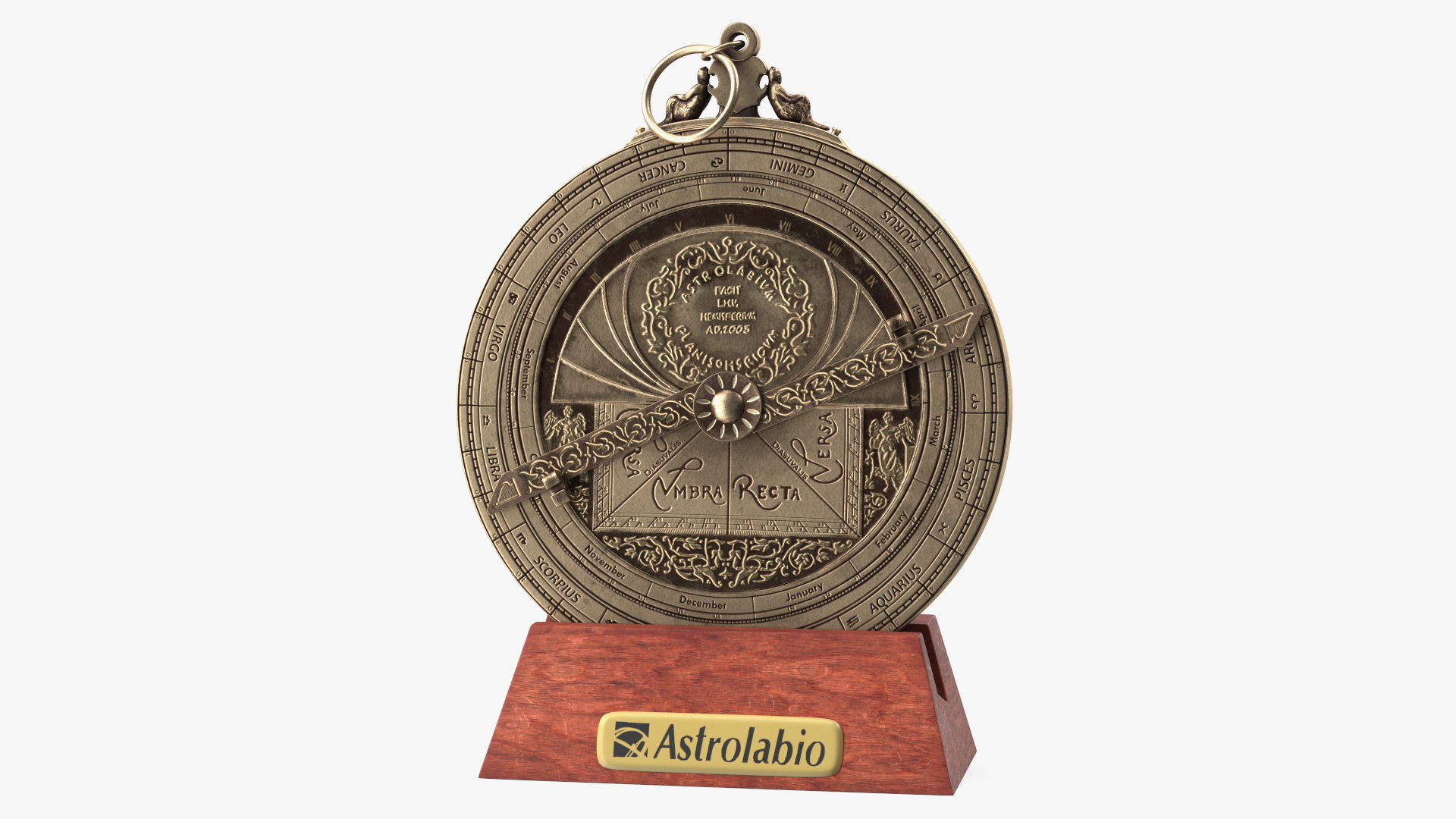 Astrolabe with Wooden Stand 3D