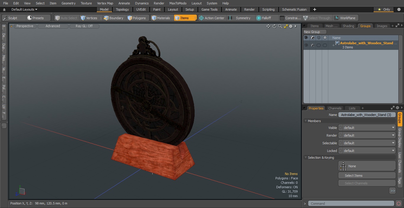 Astrolabe with Wooden Stand 3D