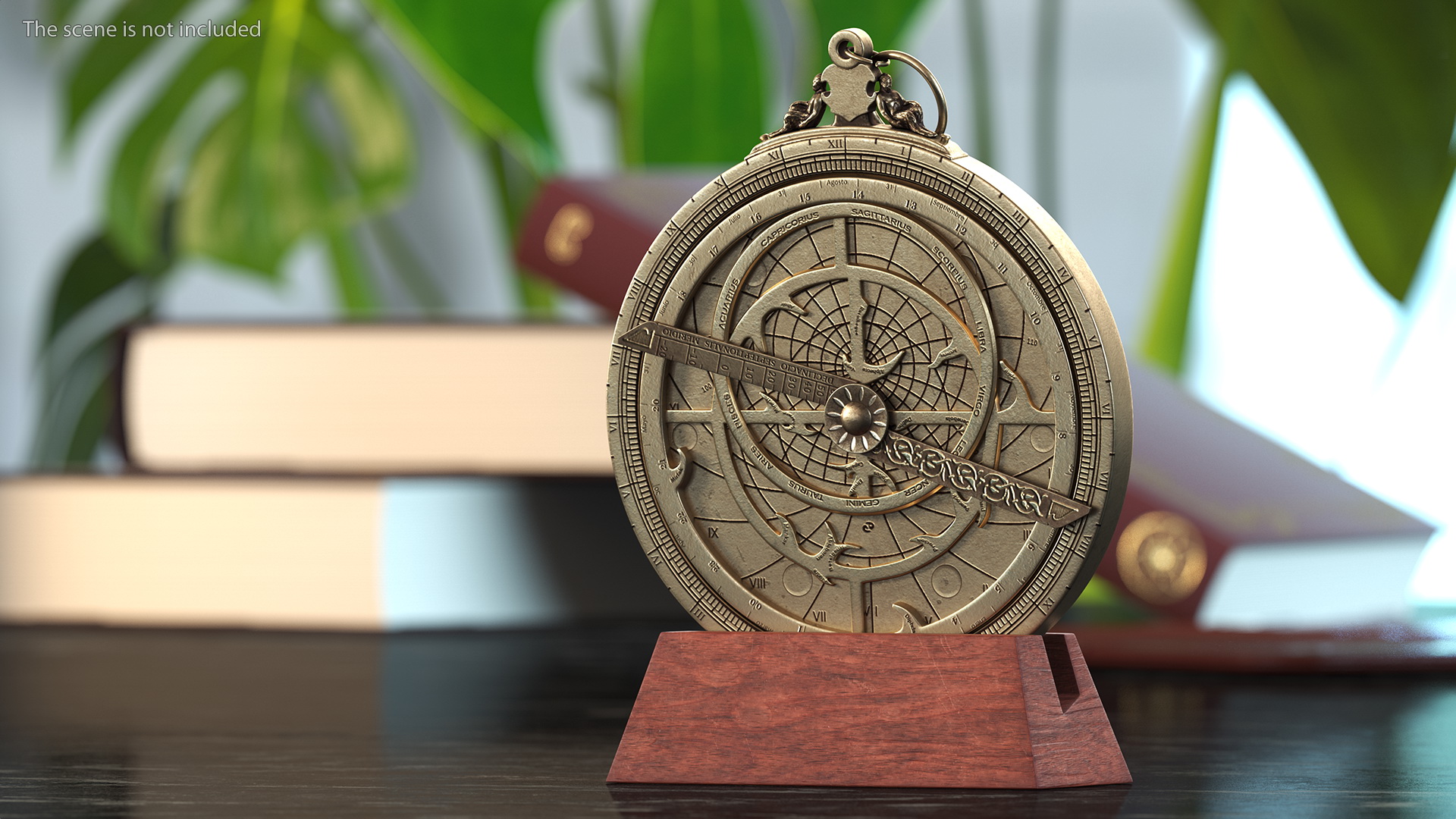 Astrolabe with Wooden Stand 3D