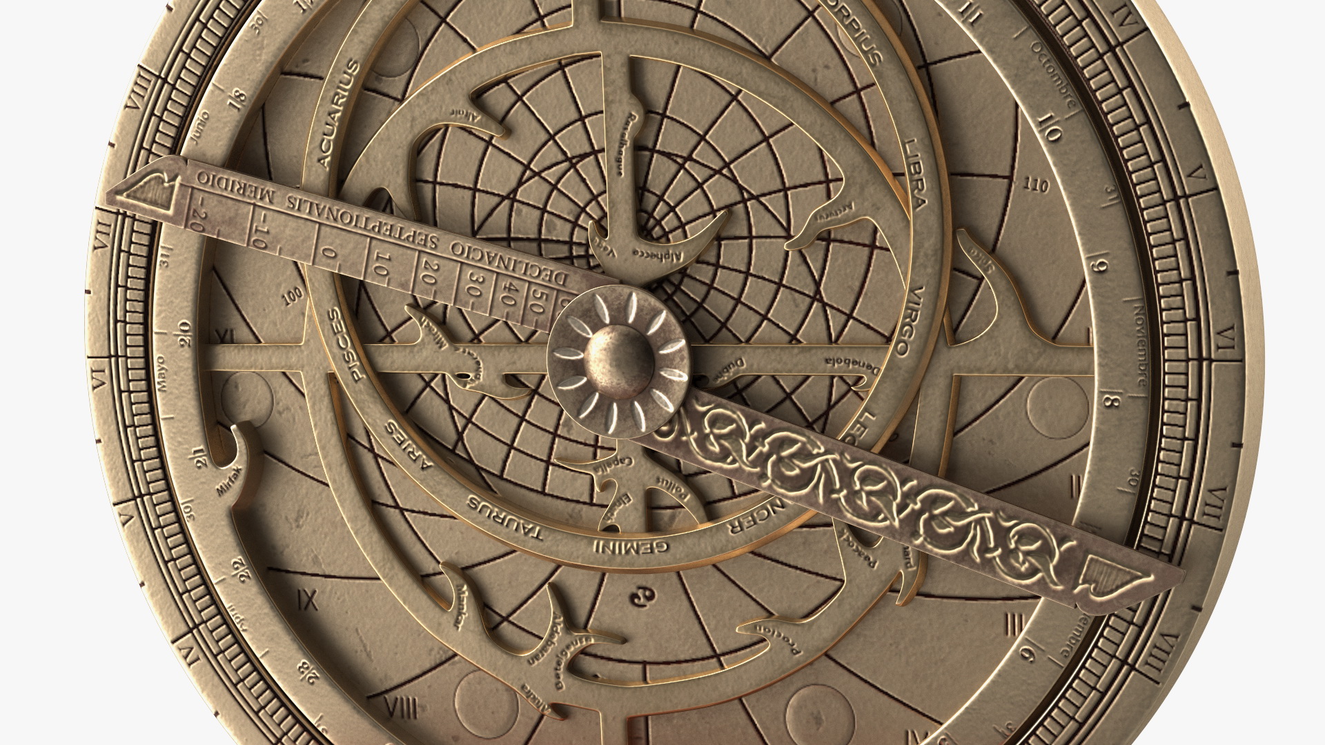 Astrolabe with Wooden Stand 3D