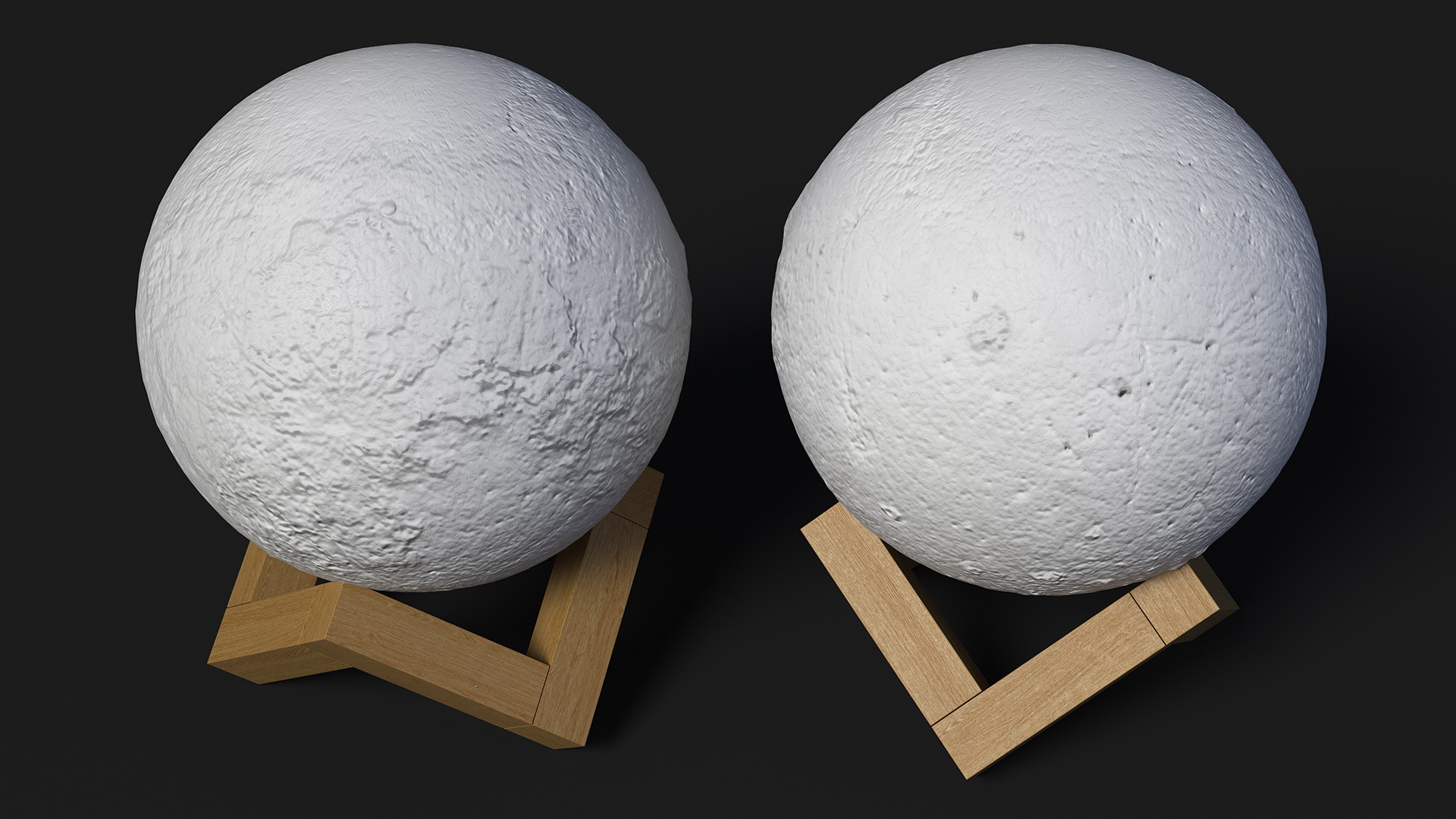 3D model Lamp Moon on Wooden Stand Light Off