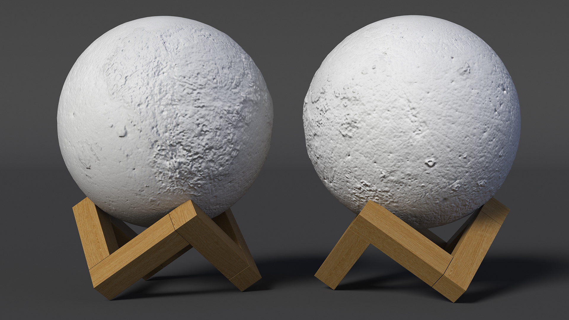 3D model Lamp Moon on Wooden Stand Light Off